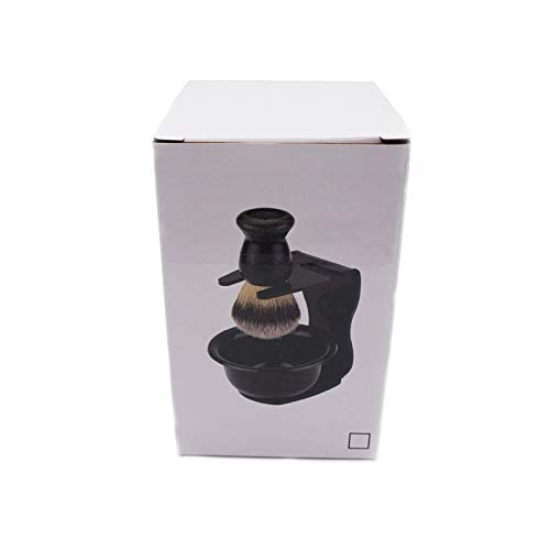 3 in 1 Men's Shaving Brush Kit with Acrylic Brush & Black ABS Resin Bowl - Premium Beard Cleaning Tools for Wet Shaving - Ideal Gift for Men, Home & Travel Use