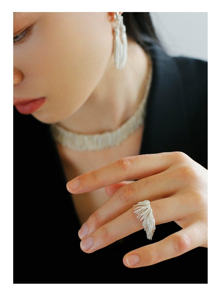 Shining Galaxy Waterfall Tassel Ring - Elegant Bohemian Jewelry for Women, Dainty Stackable Rings for Everyday Wear, Perfect for Parties, Dates & Special Occasions
