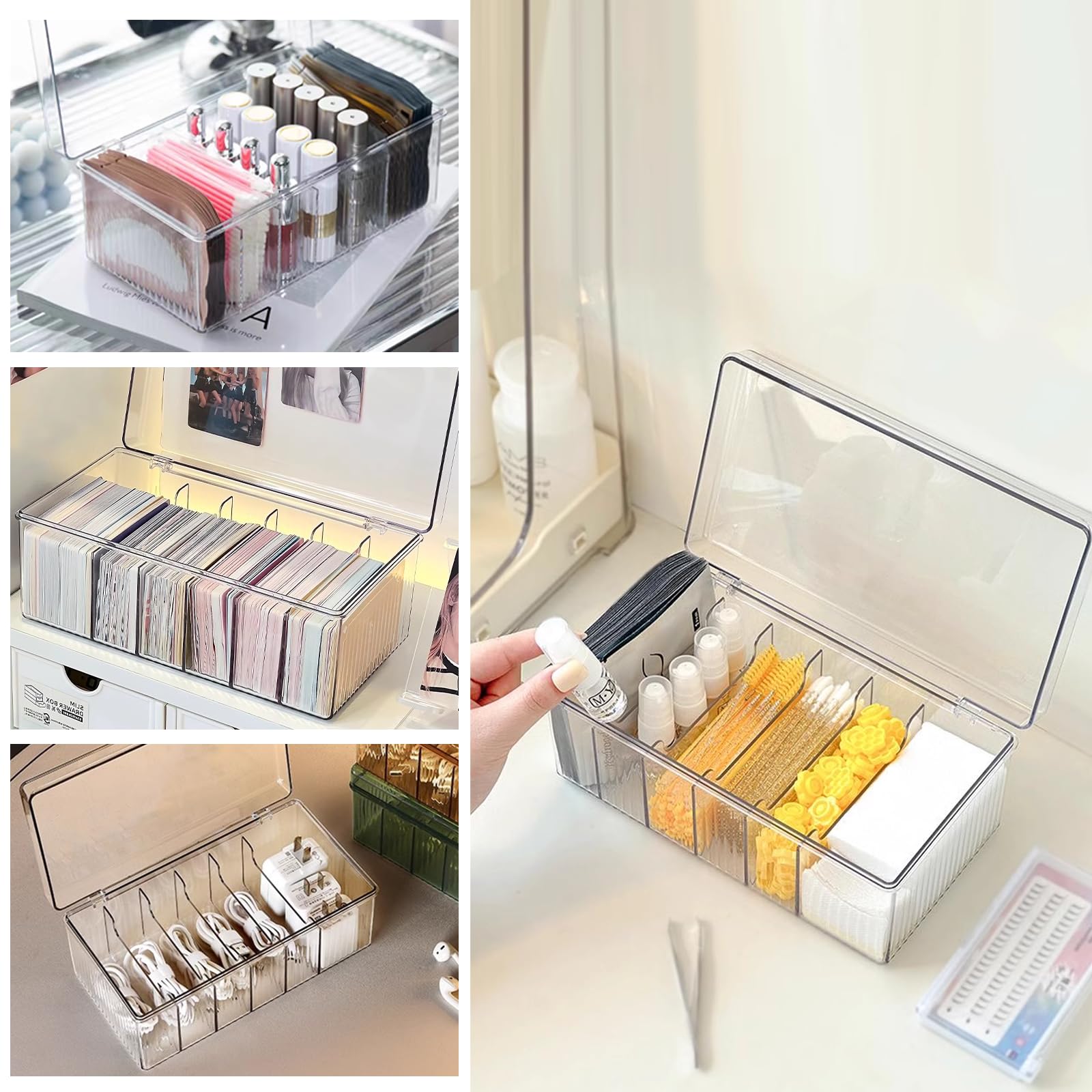 Professional Acrylic Lash Extension Organizer Box - Clear Storage Container for Eyelash Supplies, DIY Lash & Brow Tools - Perfect for Lash Techs & Home Use - Portable Case for Salon, Travel & Makeup Vanity Organization