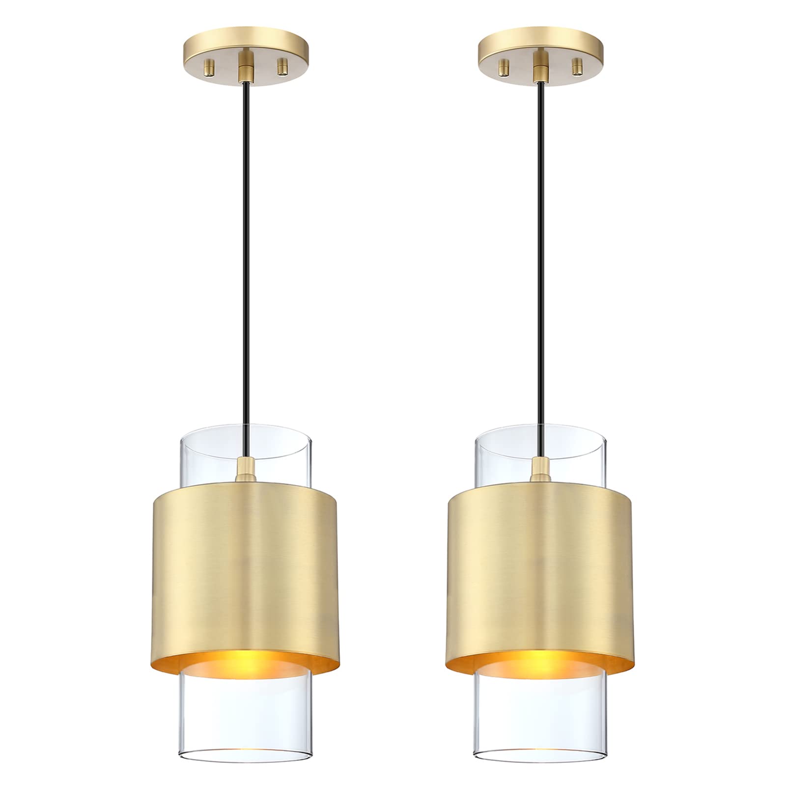 2 Pack Gold Drum Pendant Light Fixtures - 6