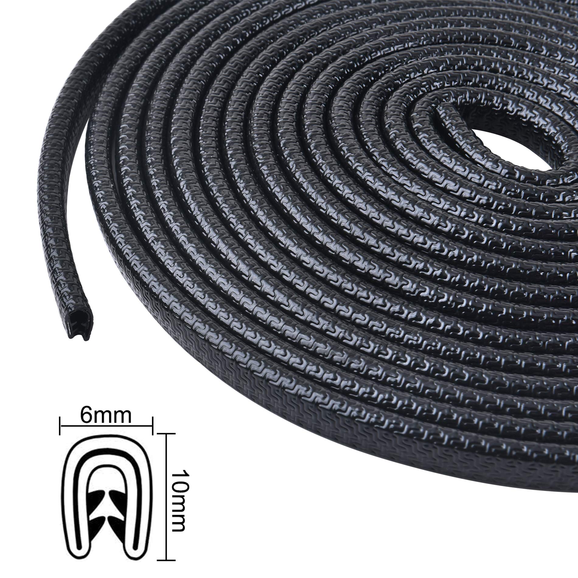 U-Shape Car Door Edge Guards 65Ft - Black Rubber Seal for Most Cars - Prevent Scratches & Dents