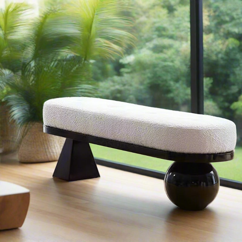 Luxury Designer Cashmere Bench - Soft & Elegant Seating for Living Room, Bedroom, or Office Decor