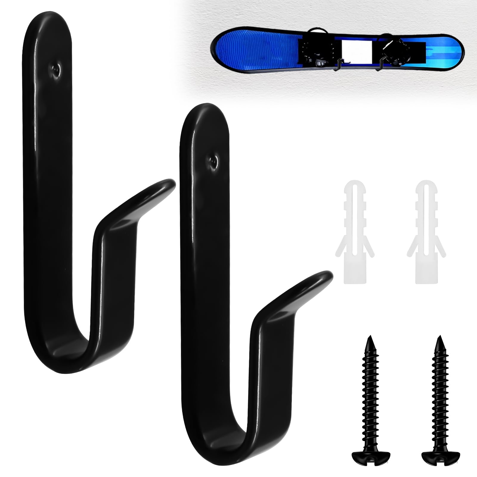 2Pcs Snowboard Wall Mount Rack - Horizontal Ski Holder for Room & Garage Storage
