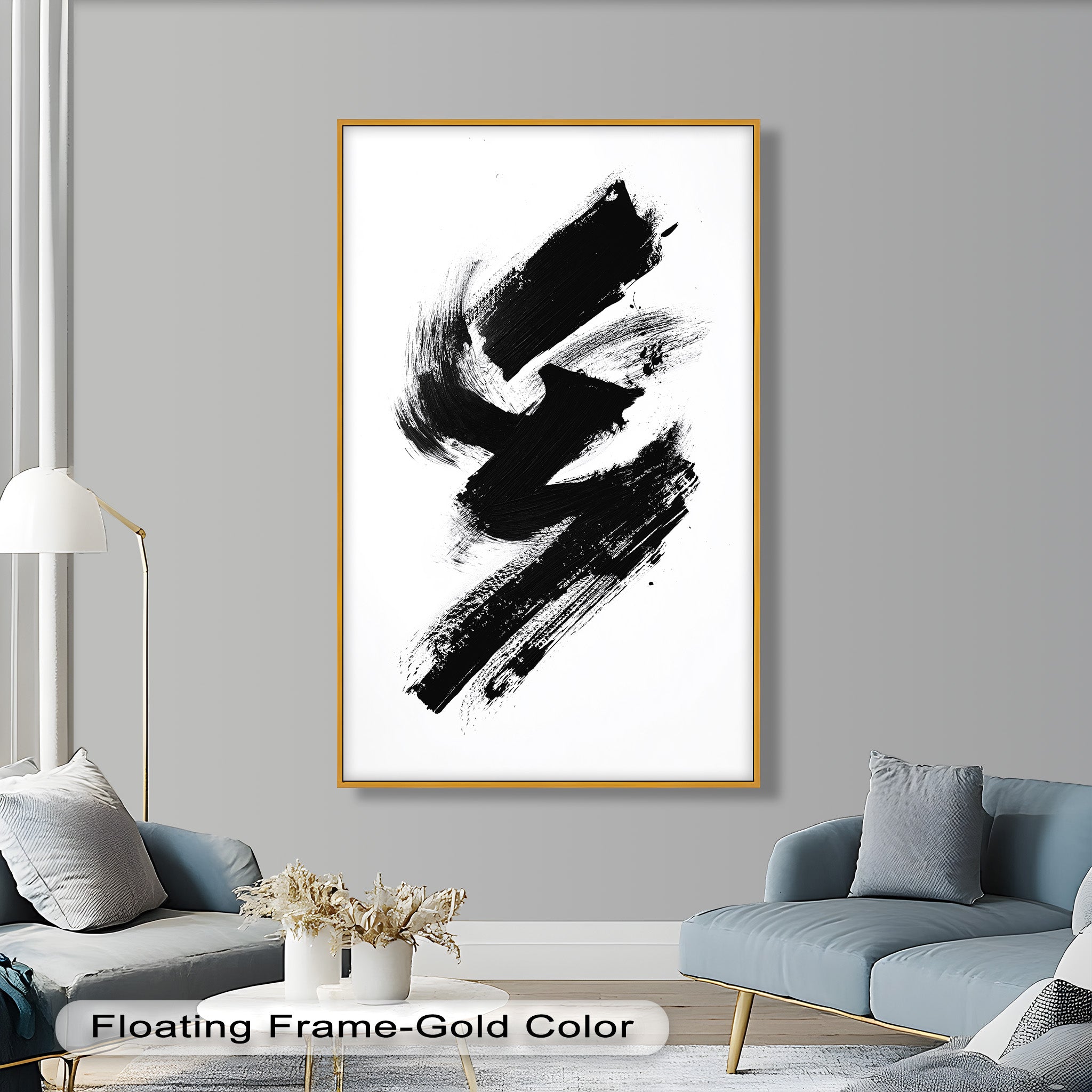 Black Brushstroke Abstract Oil Painting - Modern Wall Art for Living Room, Bedroom & Office Decor