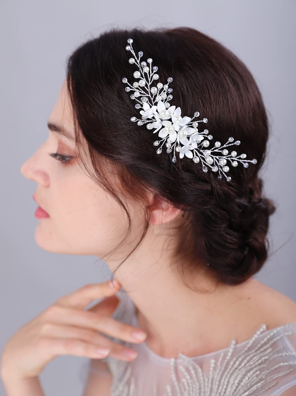 JWICOS Bridal Pearl Headband - Elegant Wedding Hair Vine with Flowers for Women and Girls | Perfect for Brides, Bridesmaids, and Special Occasions