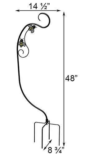 Panacea 81455 Bee-Conscious Staked Basket Hangers - Black, 4 Feet Tall, Set of 4 - Perfect for Garden, Patio, and Outdoor Decor