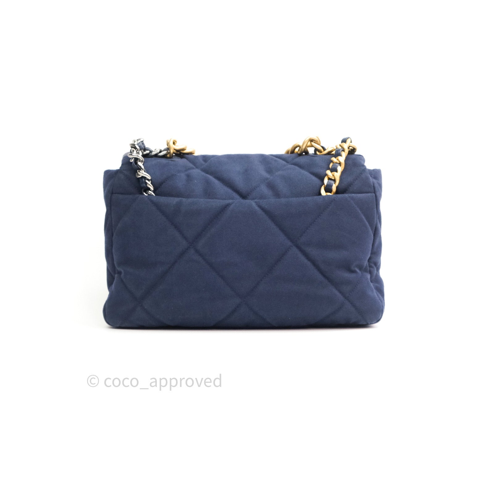 Chanel 19 Medium Flap Bag in Navy Canvas with Mixed Hardware - Luxury Designer Handbag for Women, Perfect for Work, Travel & Evening Events