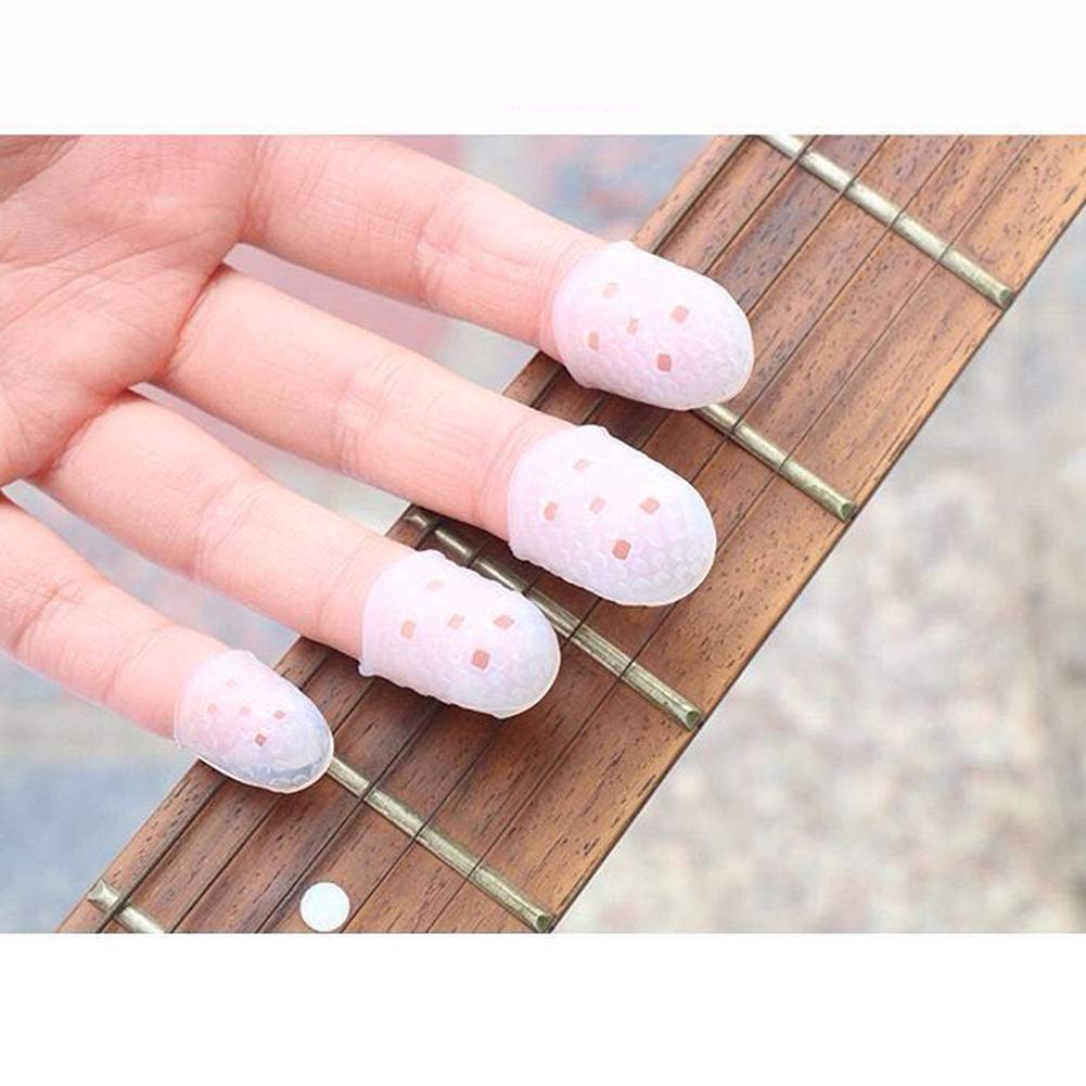 Gigicloud 5-Pack Silicone Guitar Finger Protectors - Anti-Slip Finger Covers for Ukulele, Electric & Acoustic Guitars - Finger Guard Gloves for Pain-Free Practice & Extended Play Sessions