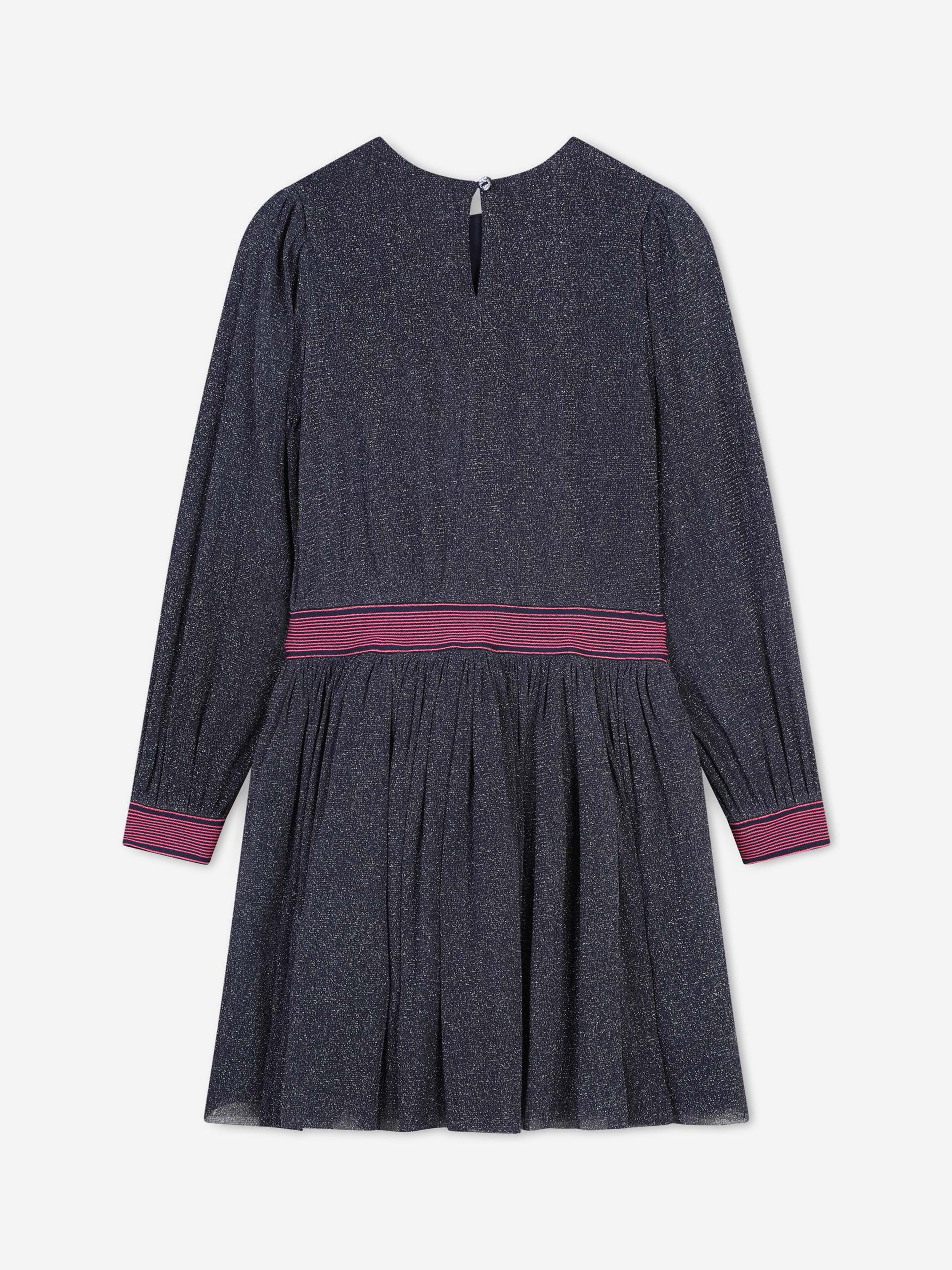 Billieblush Girls Navy Glitter Mesh Party Dress - Sparkling & Stylish for Birthday, Holiday & Special Occasions