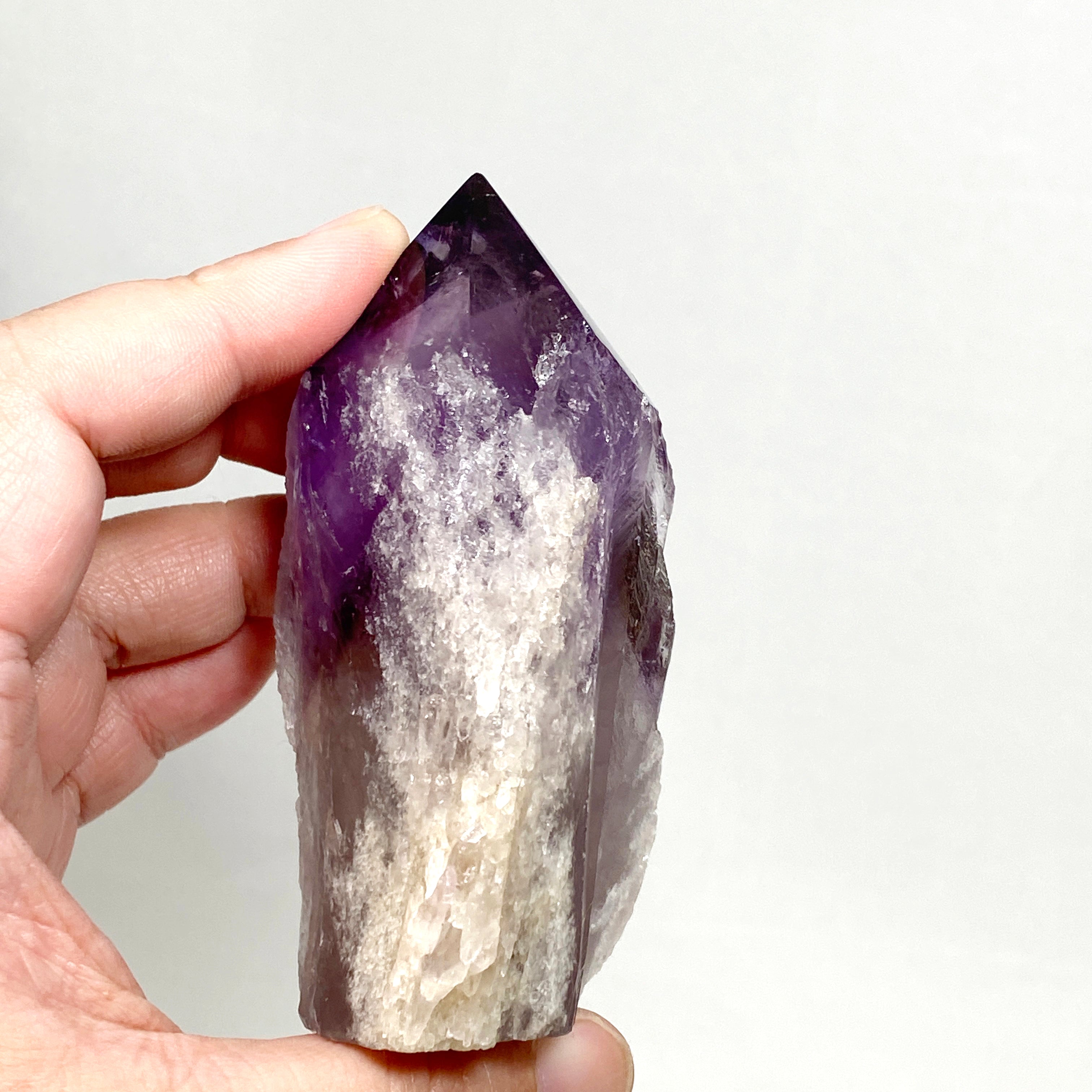 Natural Amethyst Semi-Polished Point Crystal - Healing Stone for Meditation, Reiki & Home Decor (AMP 02) | Spiritual Gifts & Energy Cleansing