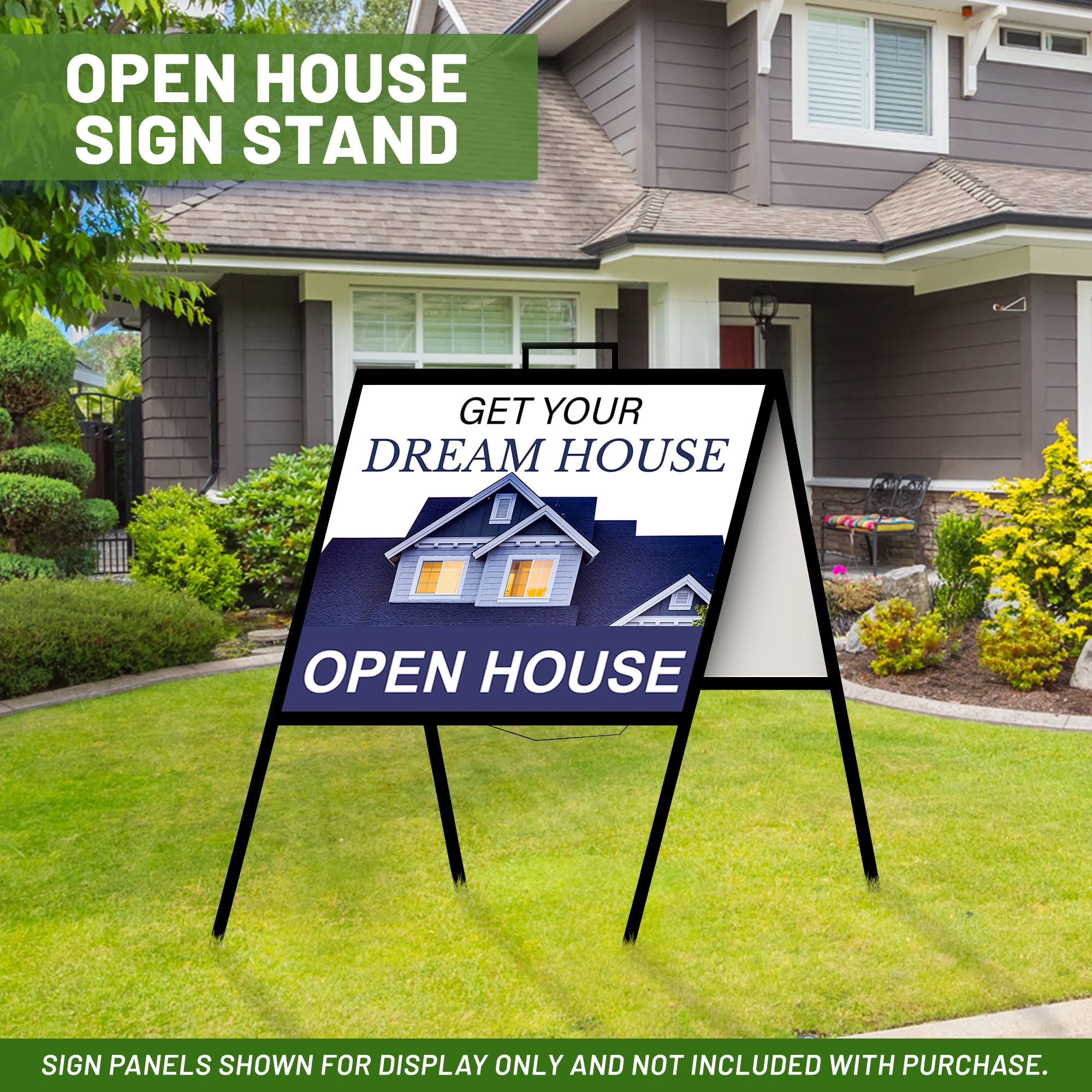 Portable A-Frame Sign Holder (2-Pack) - Folding Sidewalk Sign Stand for 18x24 Sign Panels - Ideal for Open Houses, Store Promotions & Outdoor Events - Black