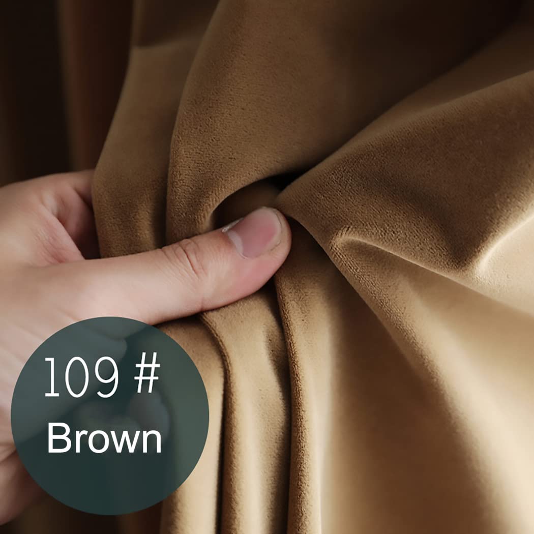 90% Blackout Velvet Curtains for Bedroom & Living Room - Thermal Insulated Energy Saving Window Drapes with Grommet Top, Set of 2 Panels (Brown, 120