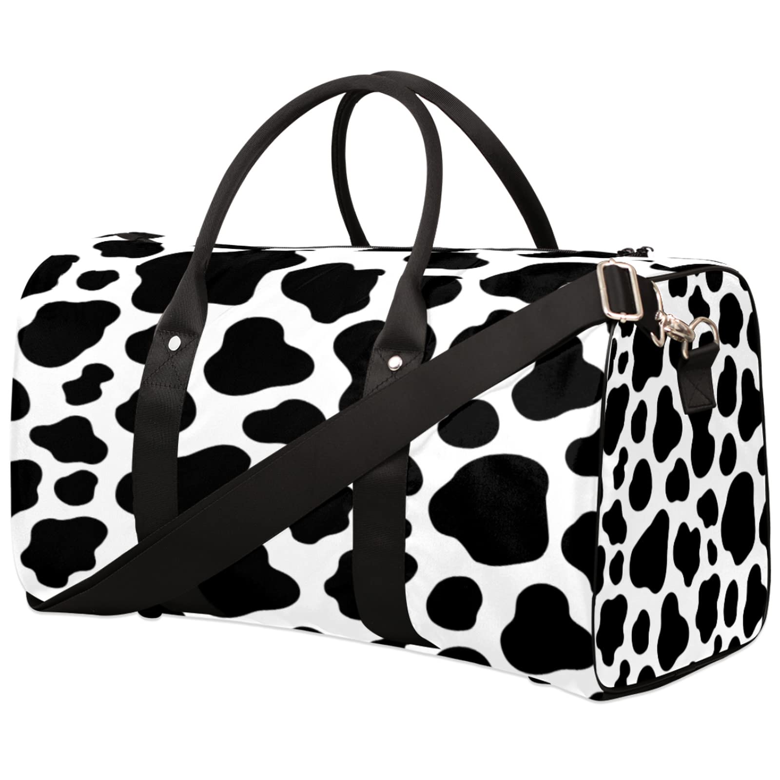 Stylish Cow Print Travel Duffle Bag - Waterproof & Tear-Resistant Foldable Overnight Bag for Gym, Weekend Trips & Daily Use | Perfect for Workouts, Travel & Casual Outings