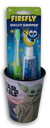 Mandalorian Baby Yoda Kids Toothbrush Kit - Toothbrush, Toothpaste & Cup for Fun Brushing