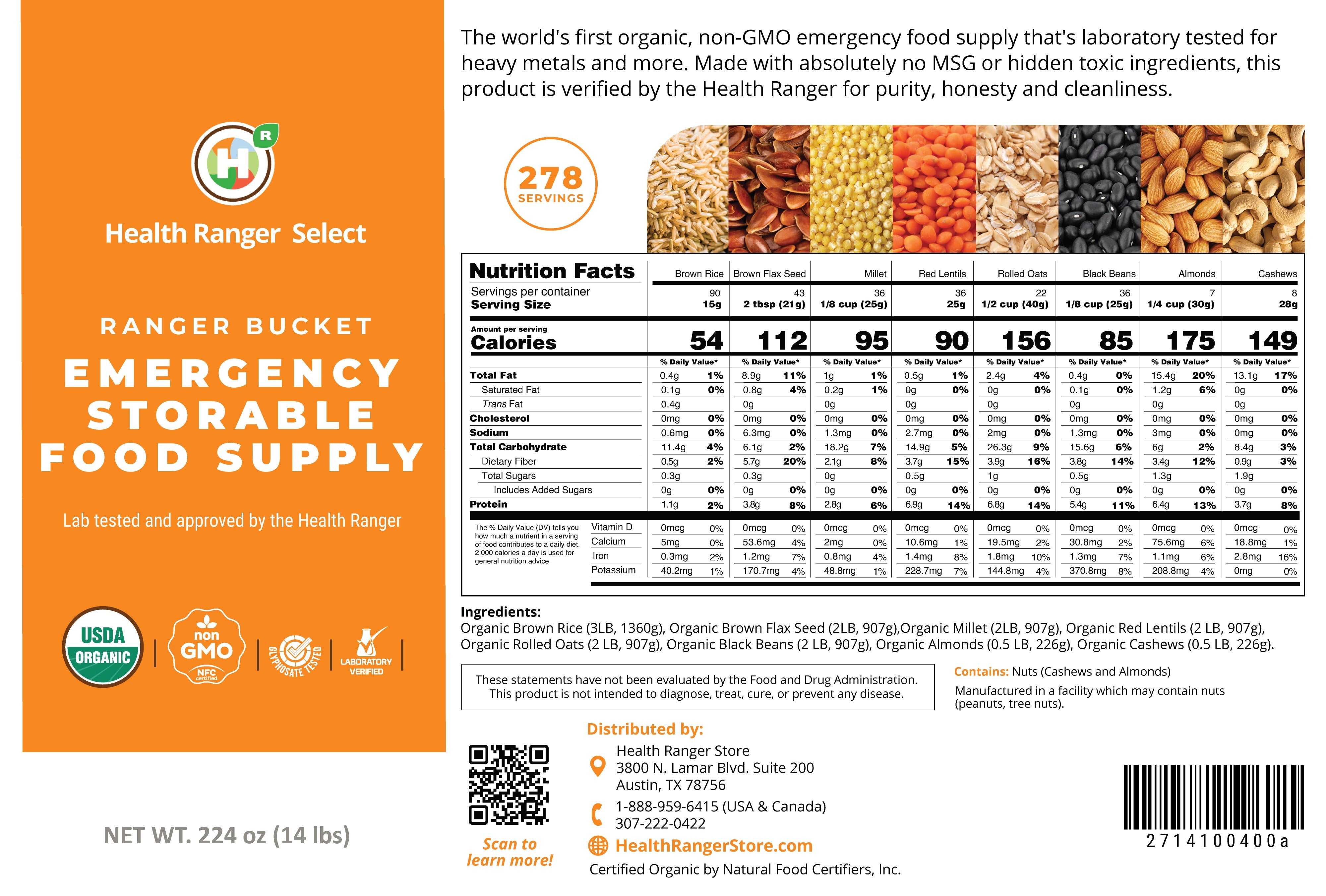 536 Servings Ranger Bucket Set - Organic Emergency Food Supply (A26 + B19) | Long-Term Storable Survival Food for Camping, Hiking & Disaster Preparedness