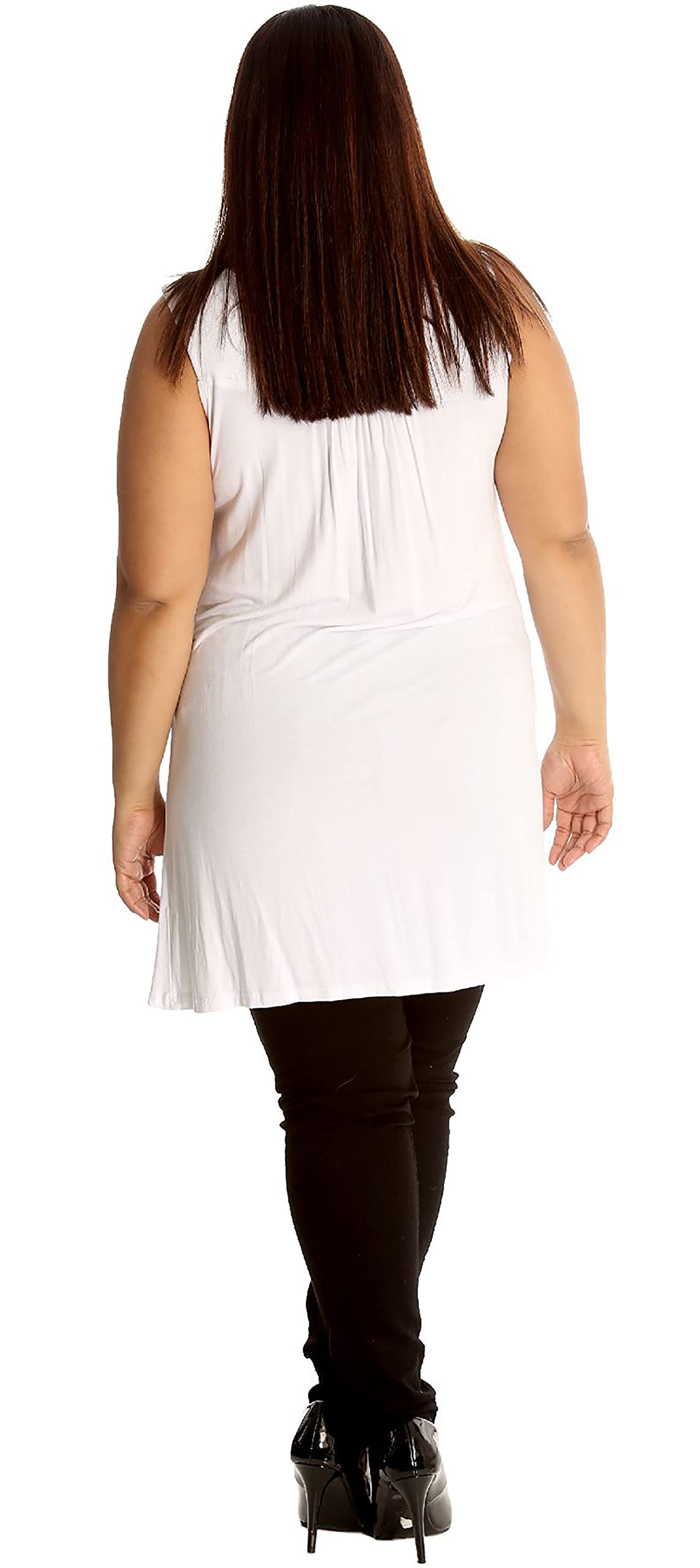 Plus Size Women's Beaded Long Diamante Vest Top - White (Size 16) | Elegant Evening Wear & Party Outfit for Special Occasions