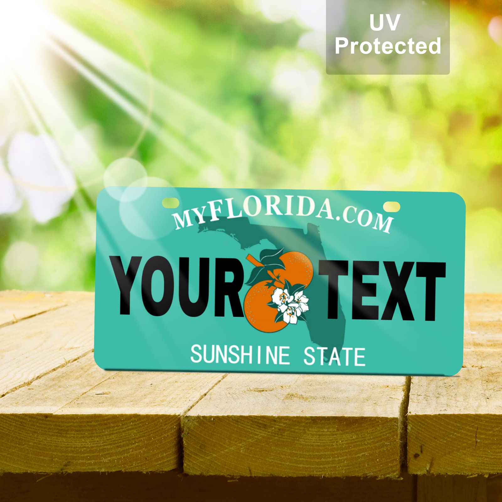 Custom Florida Mini License Plate 6x3 Inch - Personalized Kids Toy Car, Bicycle, Scooter Accessory - Perfect for Golf Carts, Motorcycles & ATVs - Great for Gifts, Room Decor & Vehicle Customization