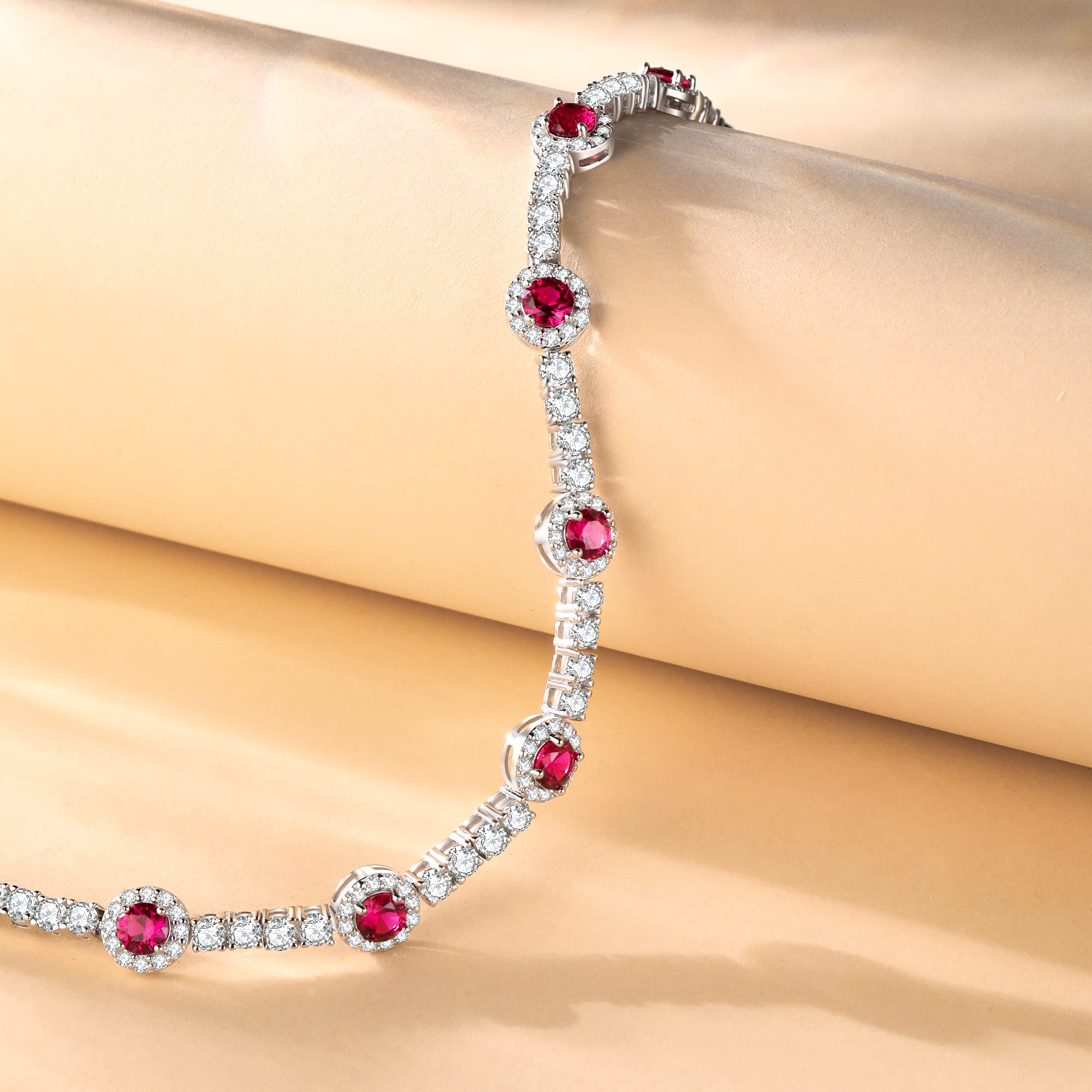 FANCIME Sterling Silver Gemstone Tennis Bracelet with Birthstones - 7