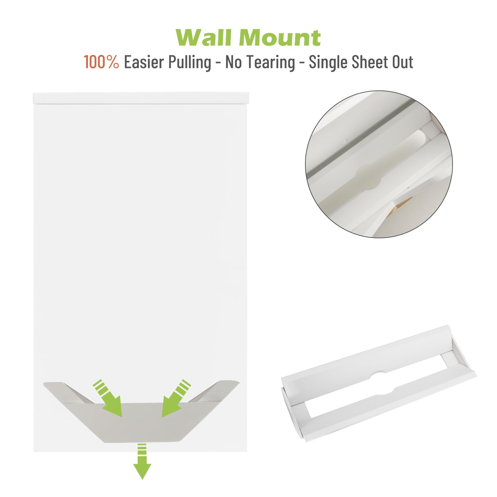 Eco-Friendly Cozee Bay Bamboo Paper Towel Dispenser with Lid - Wall Mount or Countertop Holder for Kitchen, Bathroom & Office (White) | Sustainable & Durable for Home & Commercial Use