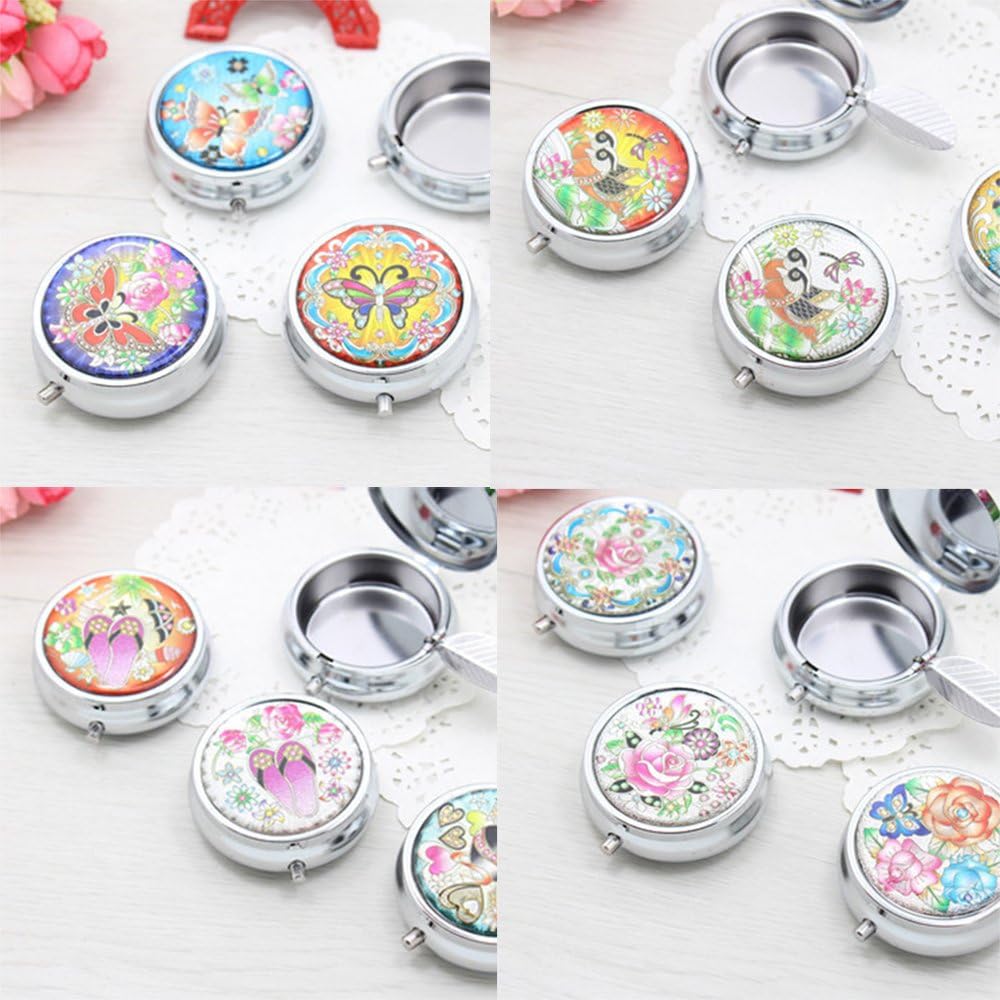 2-Pack Portable Pocket Ashtray & Car Cigarette Ashtray - Mini Stainless Steel Keychain Ashtray with Snuffer - Compact Travel Ash Holder for Outdoor, Camping, Hiking and Road Trips (Colorful Patterns)