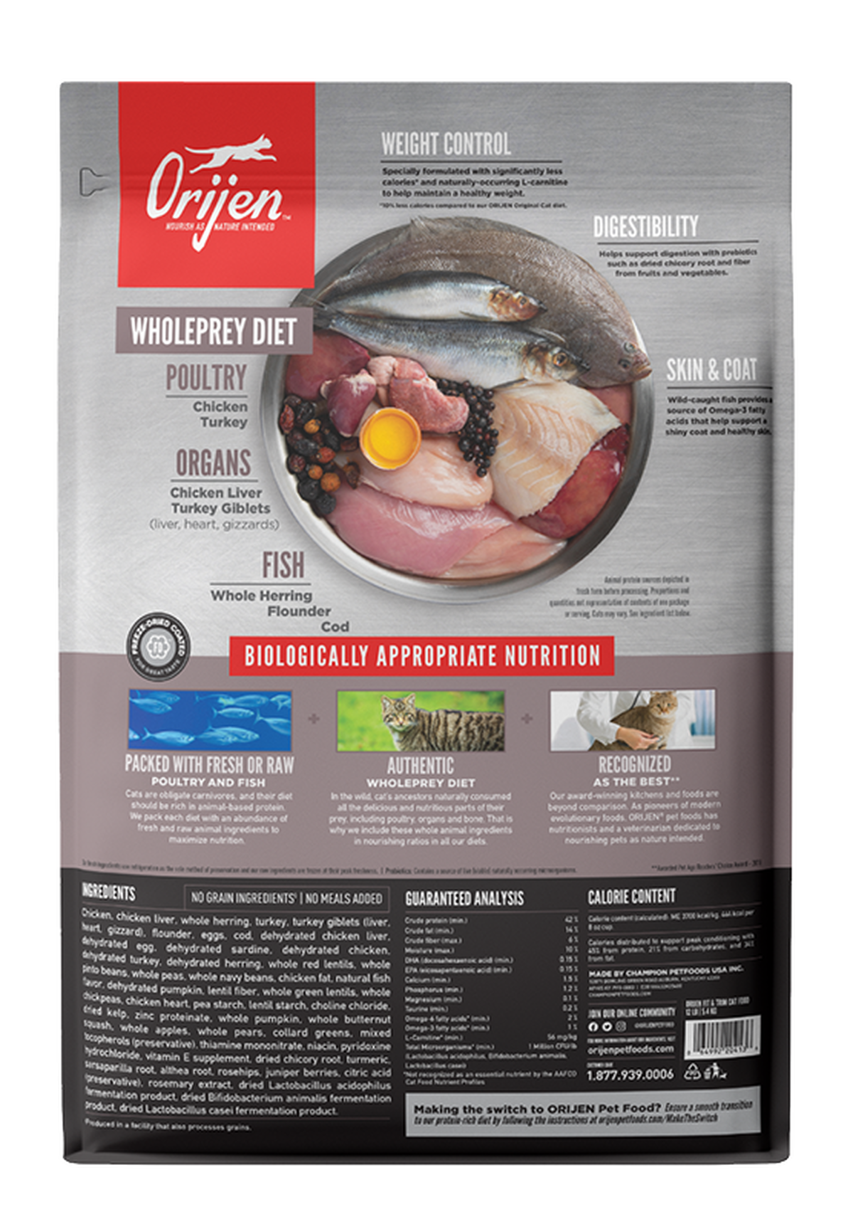 Orijen Fit & Trim Freeze-Dried Cat Food - Grain-Free, High-Protein Croquettes for Healthy Weight Management | Perfect for Indoor Cats & Weight Control Diets