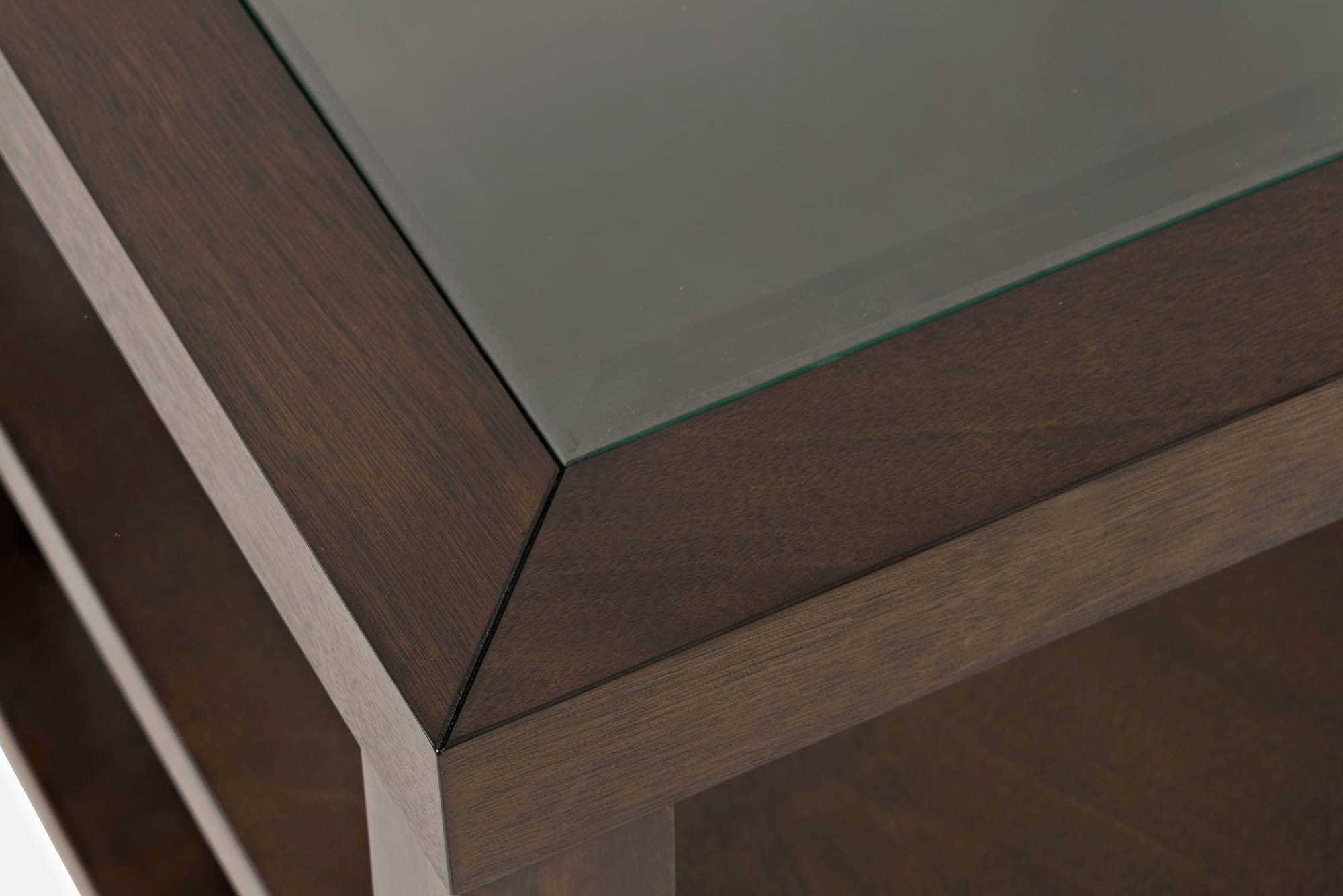 Jofran Inc. Modern Glass Inlay End Table with Storage Shelf | Stylish Living Room Side Table for Small Spaces | Perfect for Apartments, Dorms & Home Decor