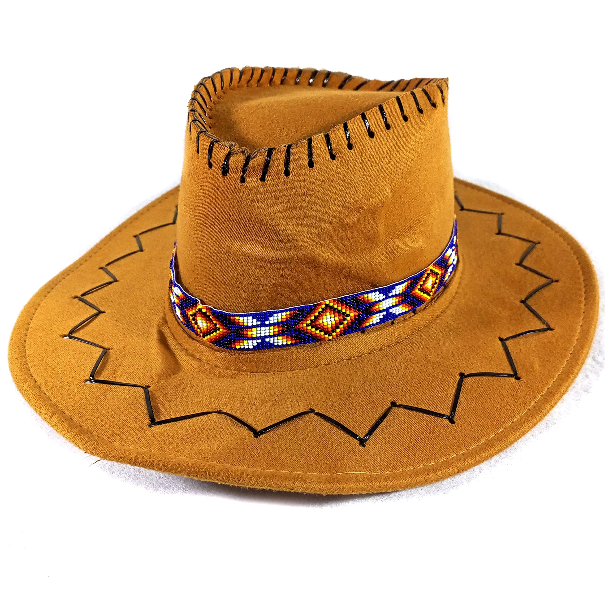 Handmade Native American Beaded Hatband - Southwestern Cowboy Rodeo Style Headband for Men & Women (Blue) | Perfect for Western Fashion, Music Festivals & Rodeo Events