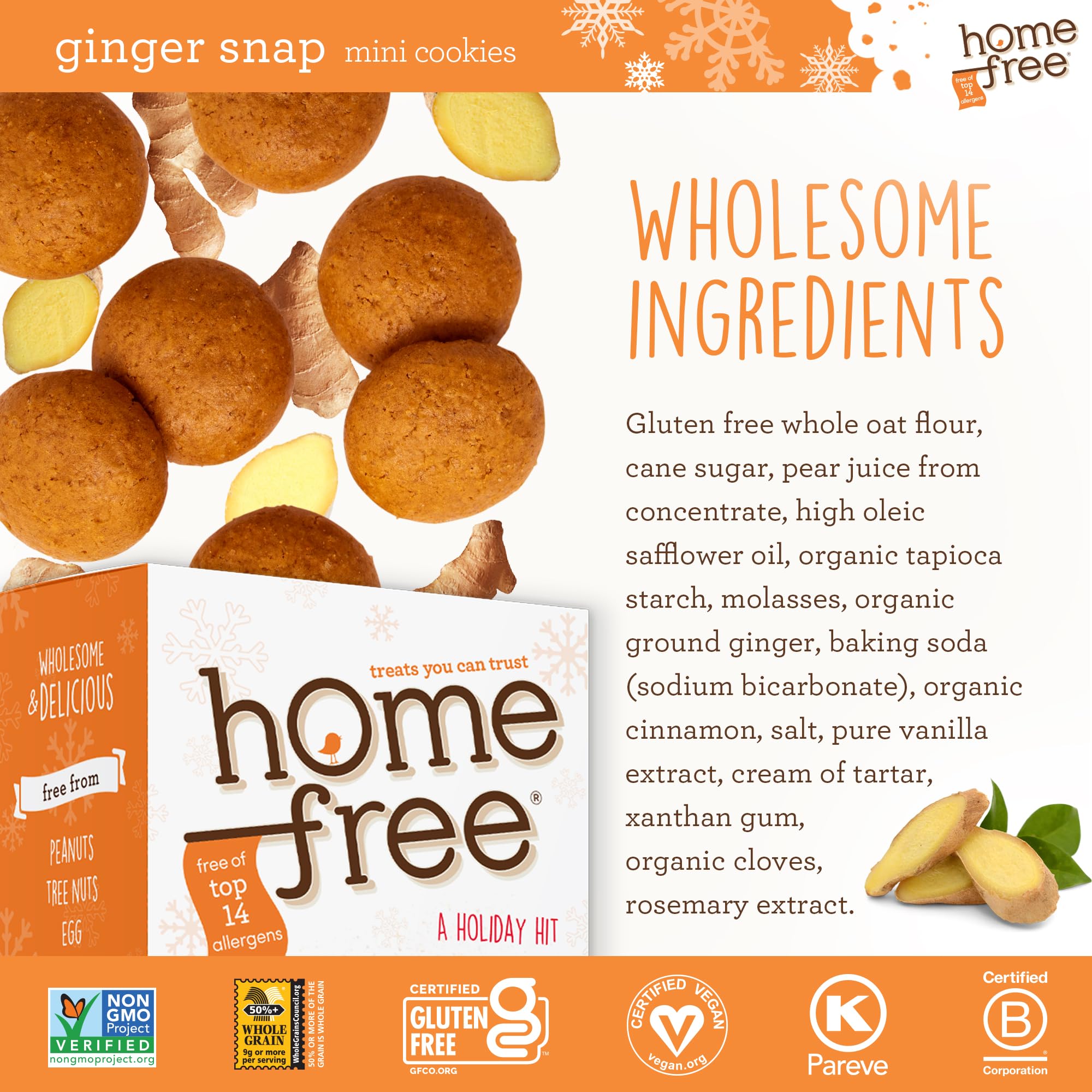 Gluten Free Ginger Snap Cookies - Vegan Holiday Snacks for Christmas Gifting