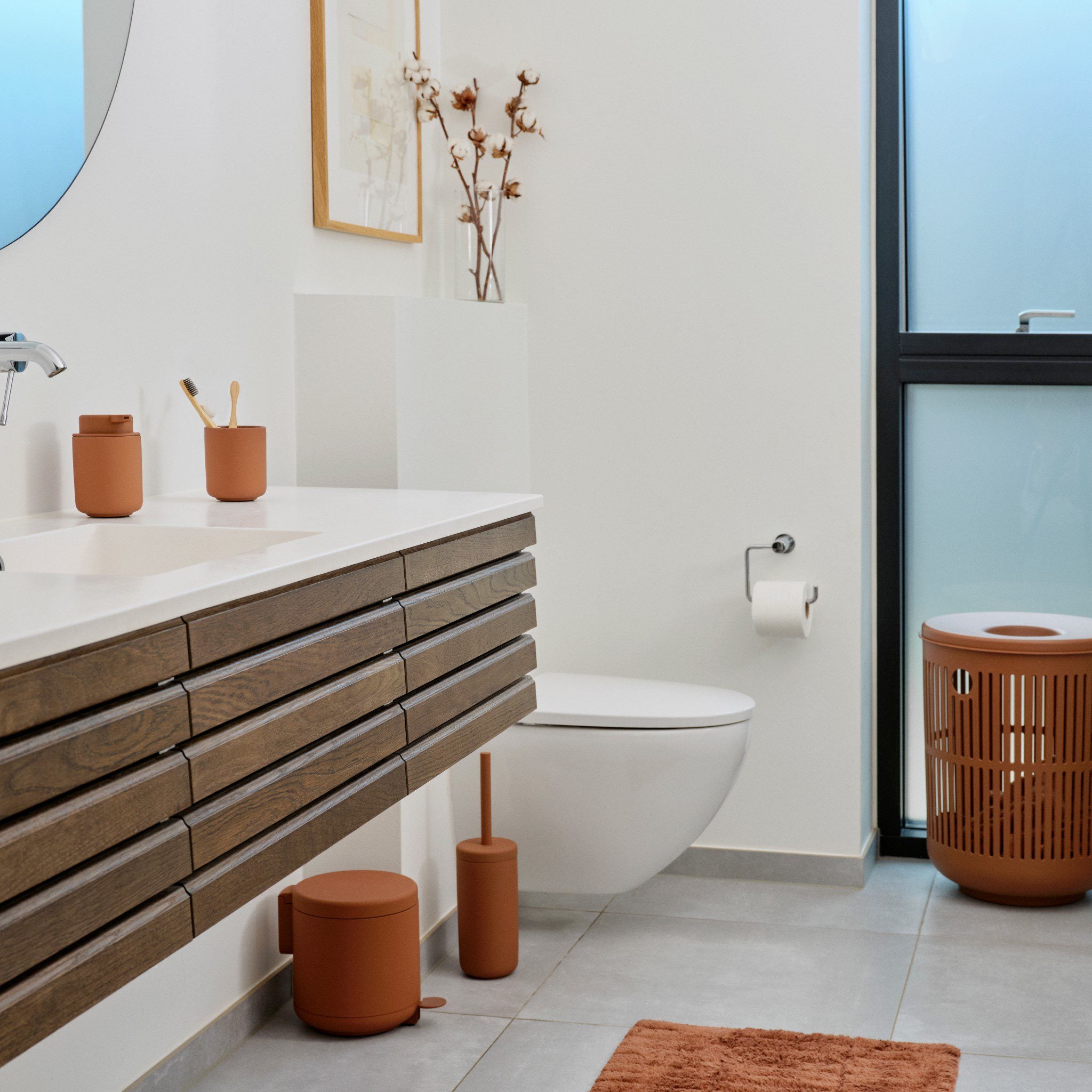 ZONE DENMARK Ume Tumbler & Toothbrush Mug - Terracotta Ceramic Cup for Coffee, Tea & Bathroom Storage | Eco-Friendly Home & Office Drinkware