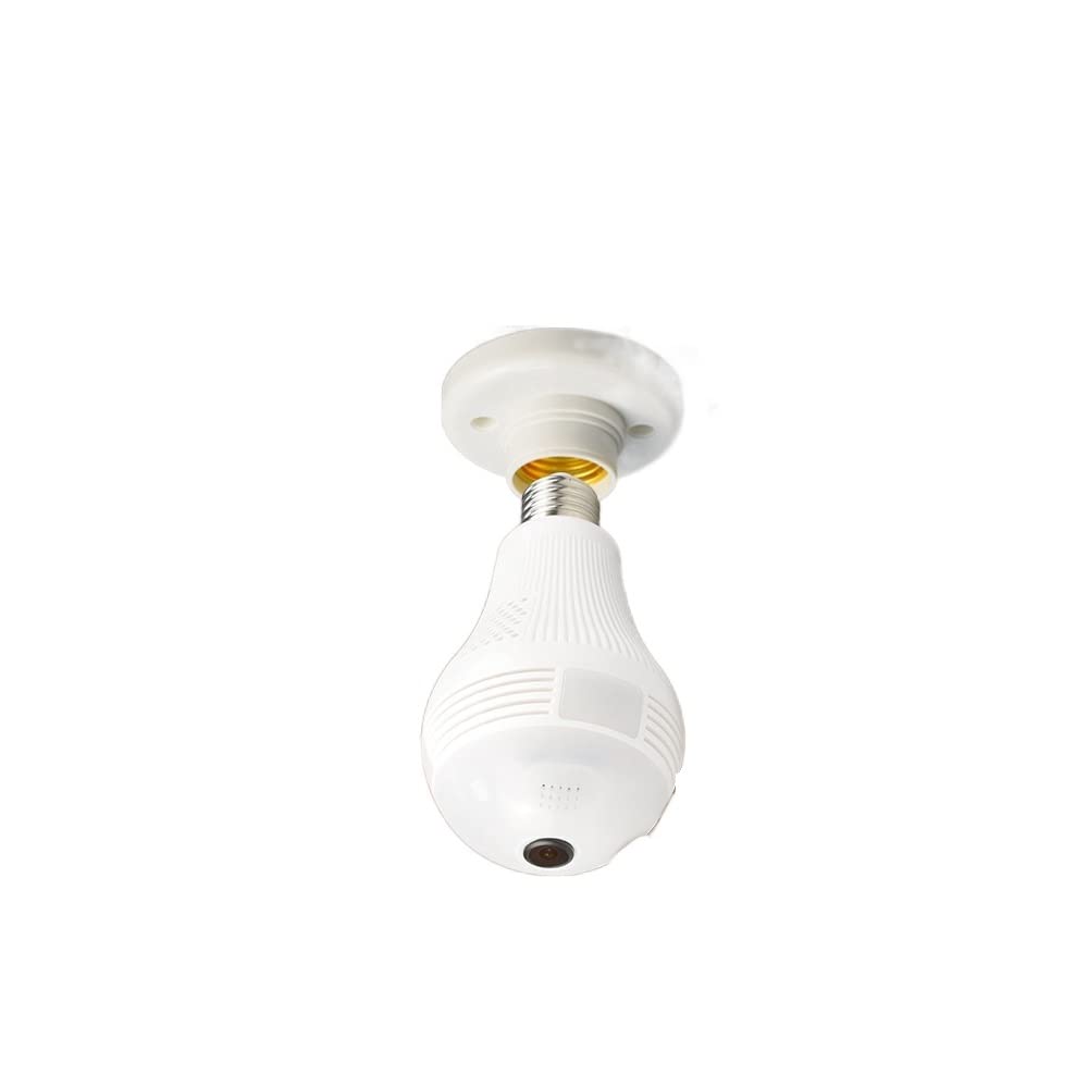 ZHOUHONG 1080P HD Wireless LED Bulb Security Camera - 360° Panoramic WiFi Fisheye IP Camera with Night Vision, Motion Detection & 128GB Storage for Home/Office Surveillance (Indoor/Outdoor Use)