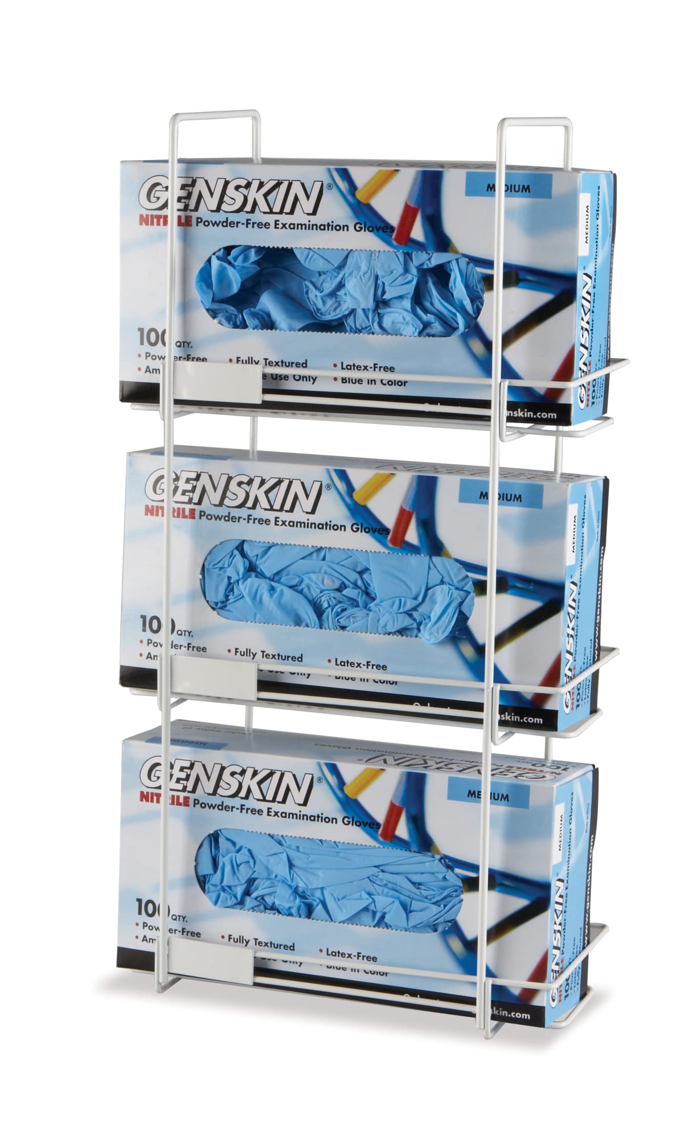 Steel Wire Disposable Glove Box Holder - 3 Box Capacity Wall Mount Organizer with Included Screws | White Storage Solution for Kitchen, Garage, Workshop & Medical Facilities