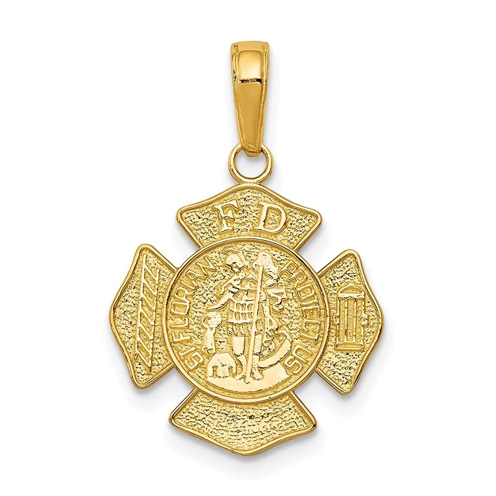 14k Yellow Gold Small St. Florian Badge Pendant Necklace for Women - Elegant Religious Jewelry Gift for Baptism, First Communion & Everyday Wear