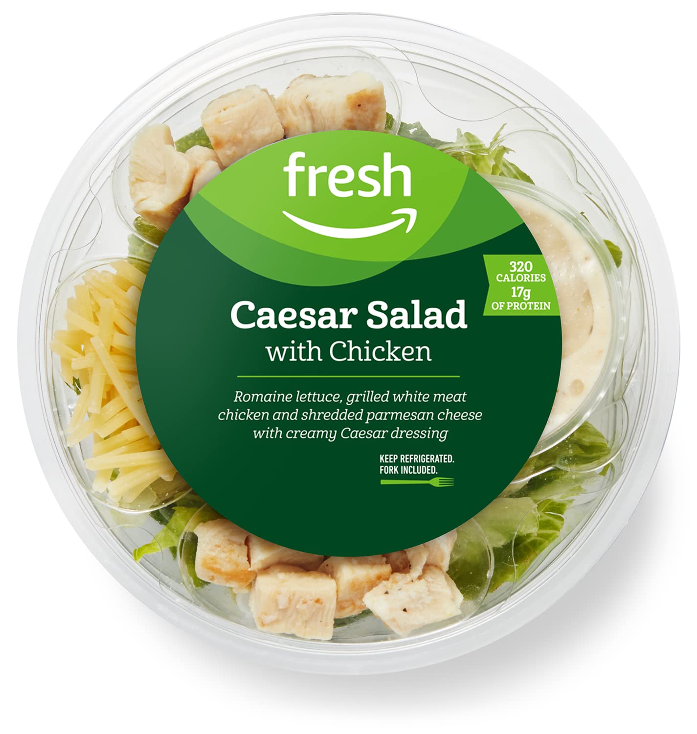 Amazon Fresh Caesar Salad with Chicken – 6.25 Oz | Fresh & Ready-to-Eat Meal | Perfect for Lunch, Office, or Quick Healthy Dinner