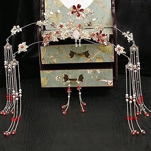 Elegant Bridal Hairpins Set - Vintage Chinese Hanfu Hair Sticks with Tassels, Wedding Hair Ornaments & Earrings for Women - Perfect for Bridal, Hanfu Costume, and Traditional Ceremonies