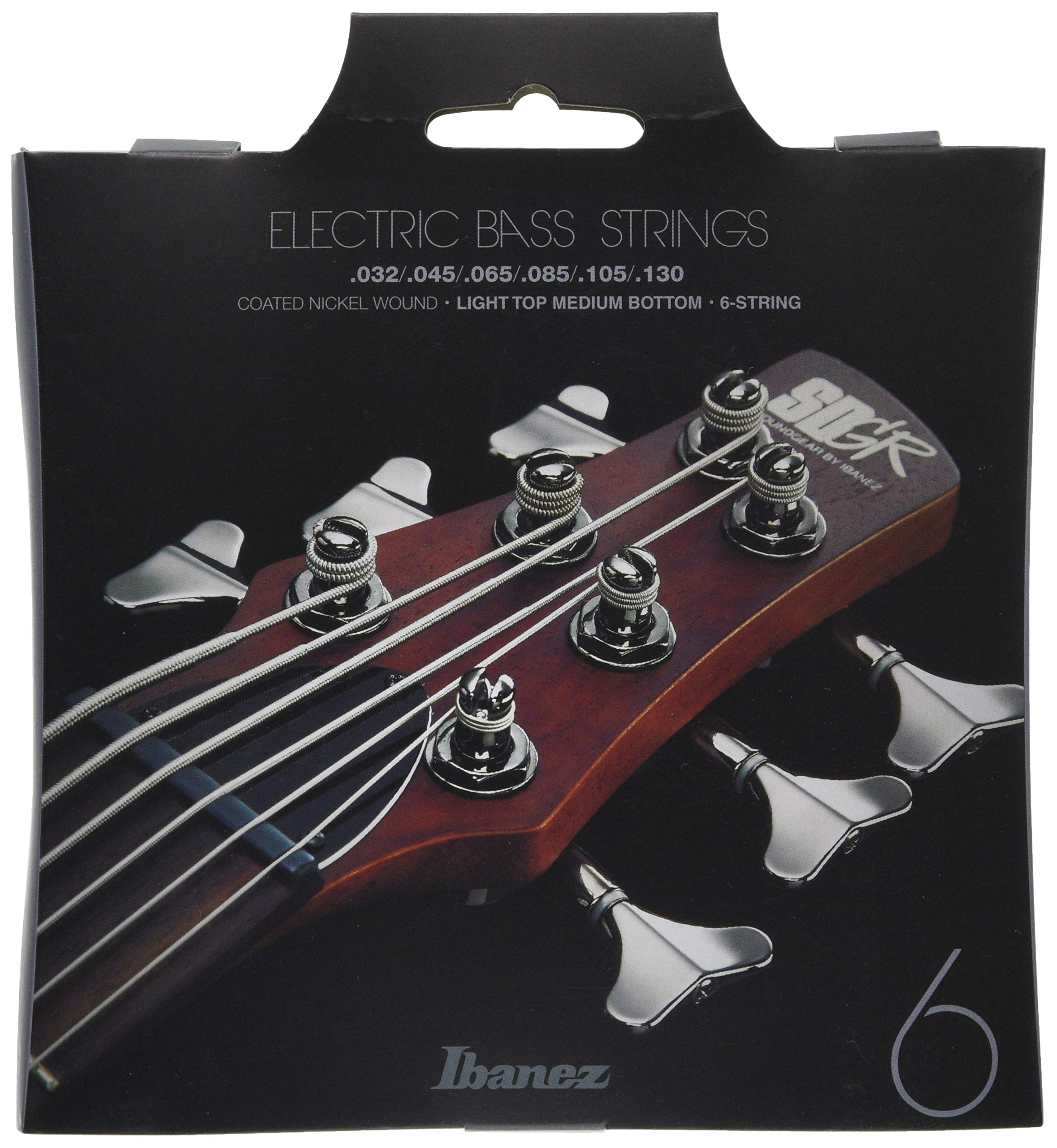 Ibanez IEBS6C 6-String Nickel Bass Guitar Strings - Light Top Medium Bottom, Silver | Perfect for Rock, Jazz & Studio Recording