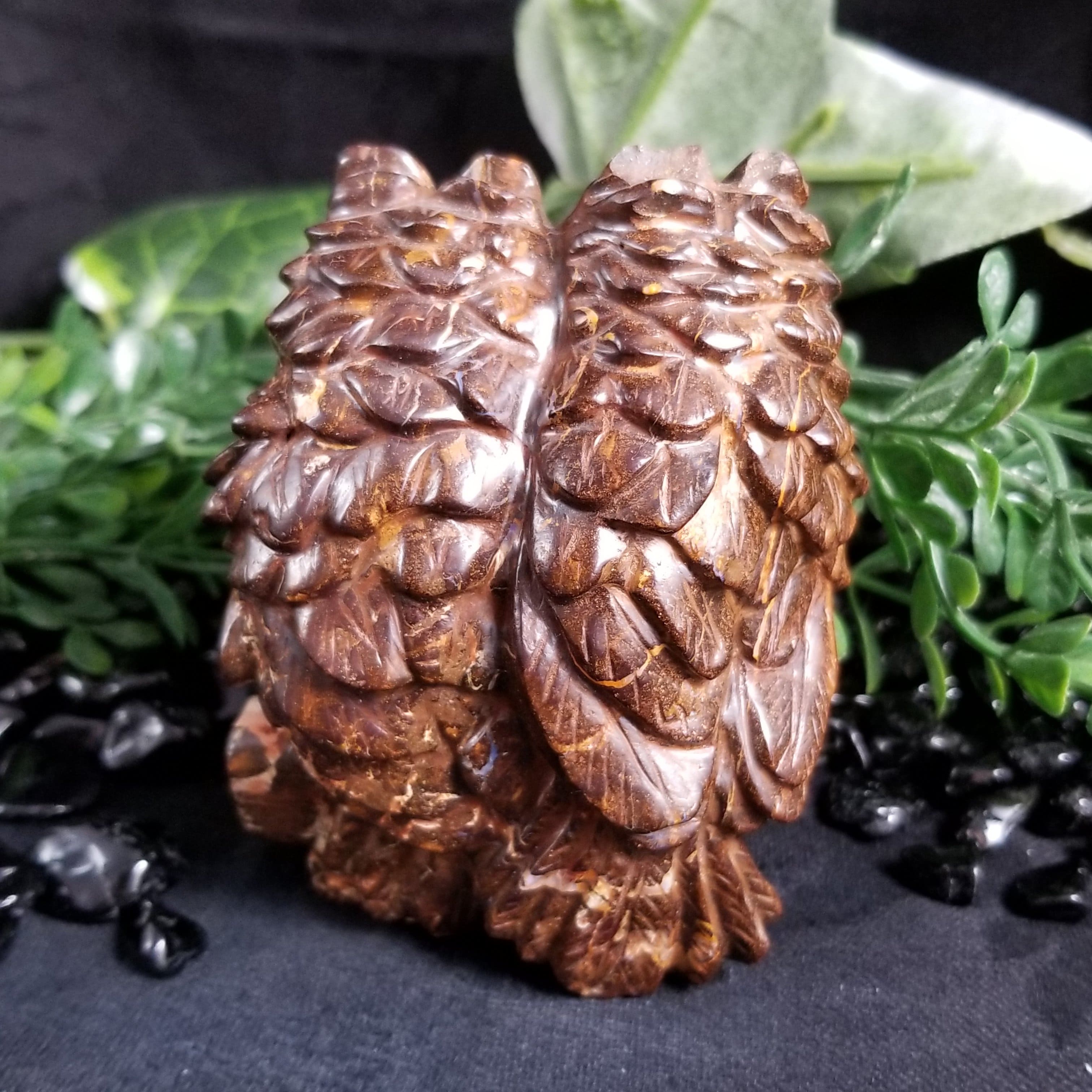 Natural Boulder Opal Owl Carvings (270g) - Handcrafted Gemstone Collectibles for Home Decor, Meditation & Spiritual Gifts