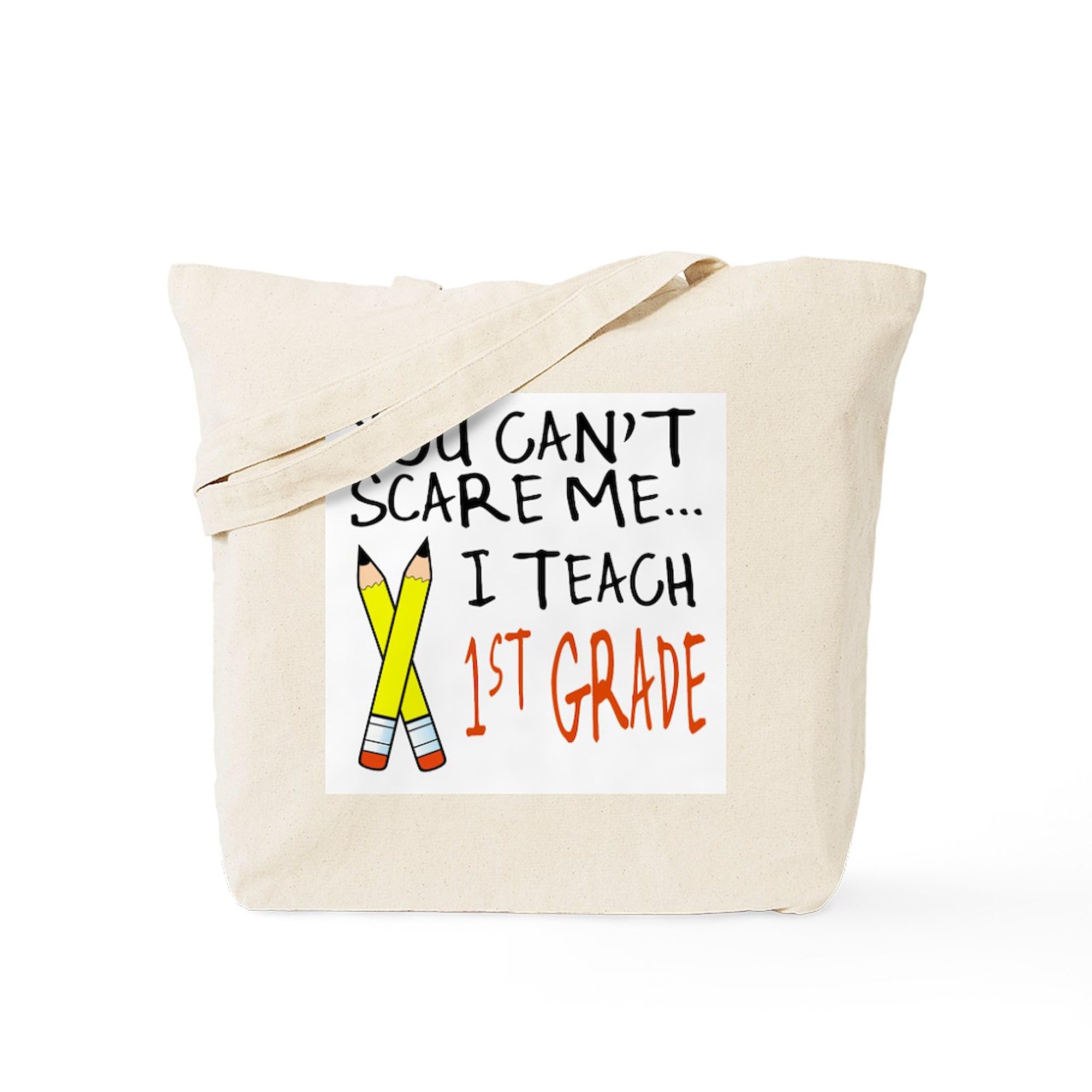 1st Grade Teacher Tote Bag - Natural Canvas Reusable Shopping Bag for School, Work & Groceries - Durable Teacher Gift & Everyday Carry All