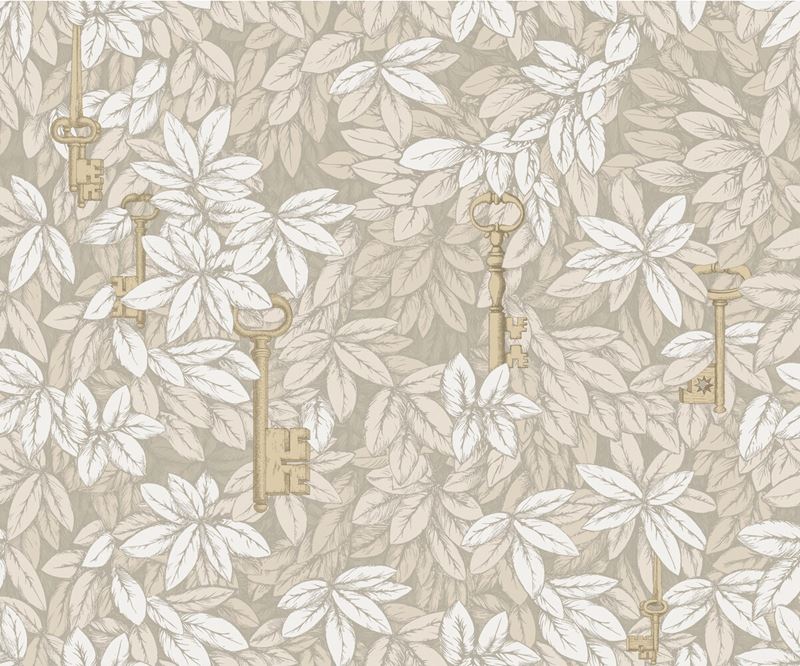 Cole & Son Beige Secret Keys Wallpaper - Premium Floral Vintage Design for Living Room, Bedroom & Dining Room Decor