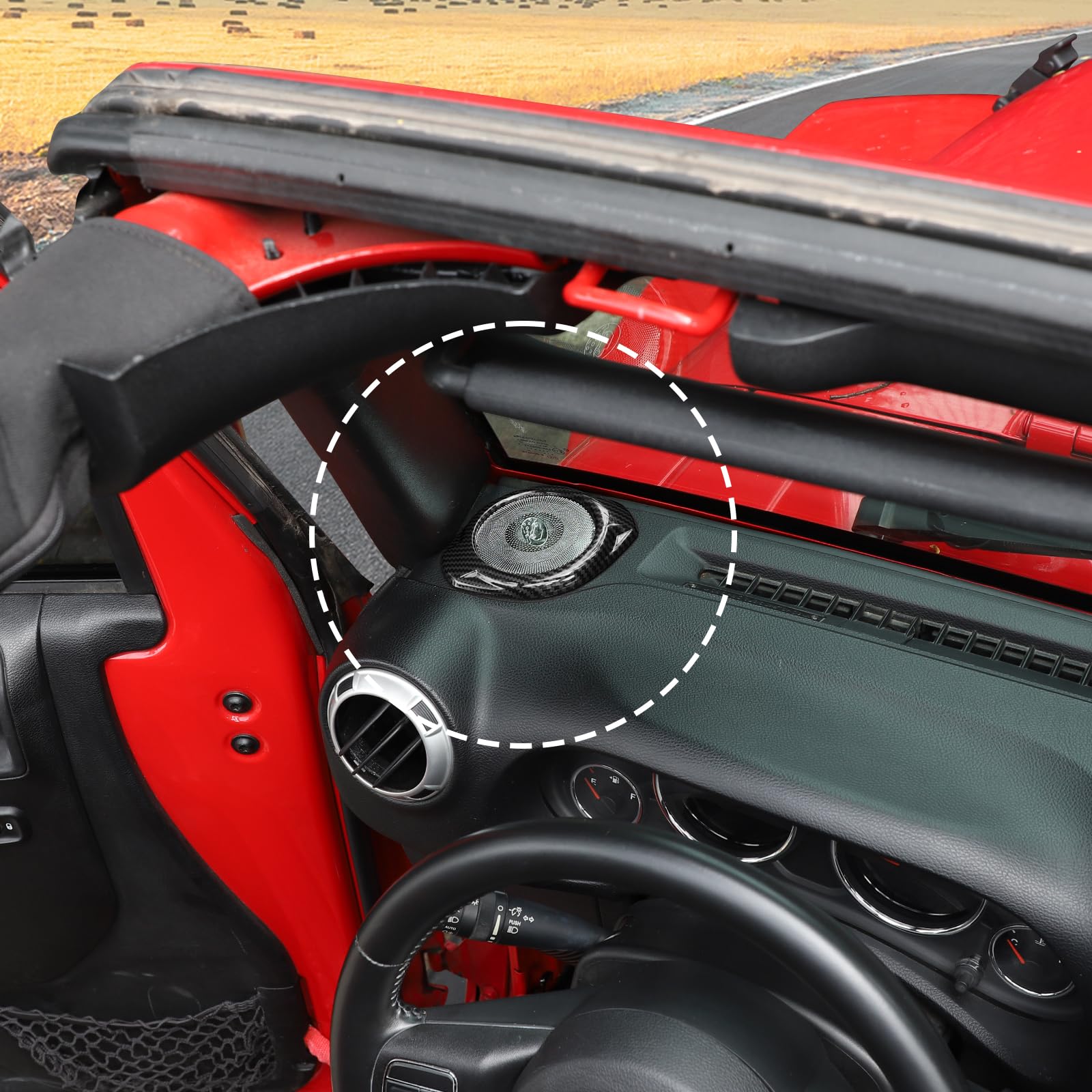 RT-TCZ ABS Black Carbon Fiber A Pillar Speaker Trim Cover for Jeep Wrangler JK JKU 2015-2017 - Interior Accessories (2pcs) - Upgrade Your Ride with Premium Sound & Style