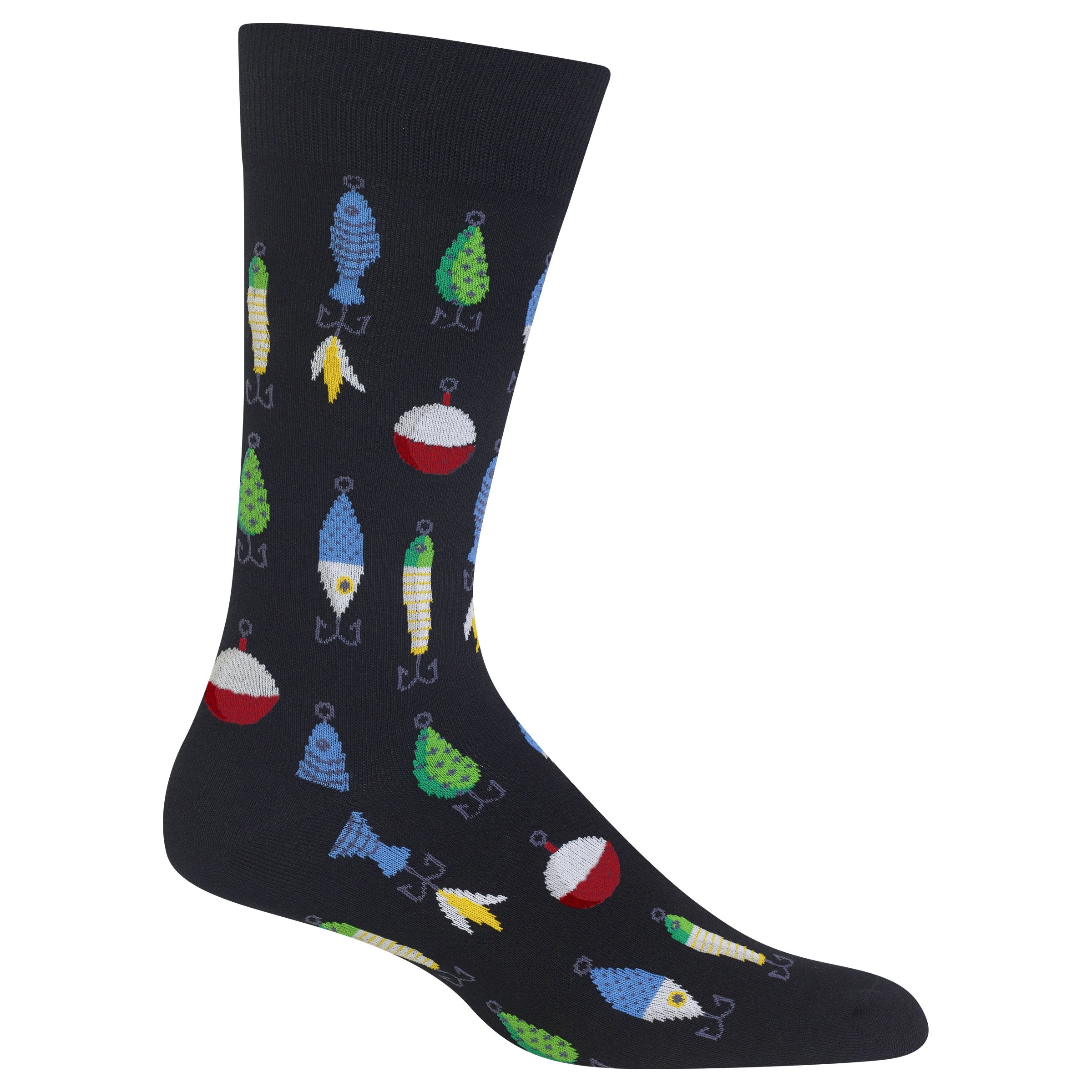 Hot Sox Men's Fun Fishing & Outdoors Crew Socks - 1 Pair Pack - Cool & Funny Gift Ideas for Anglers, Campers & Outdoor Enthusiasts