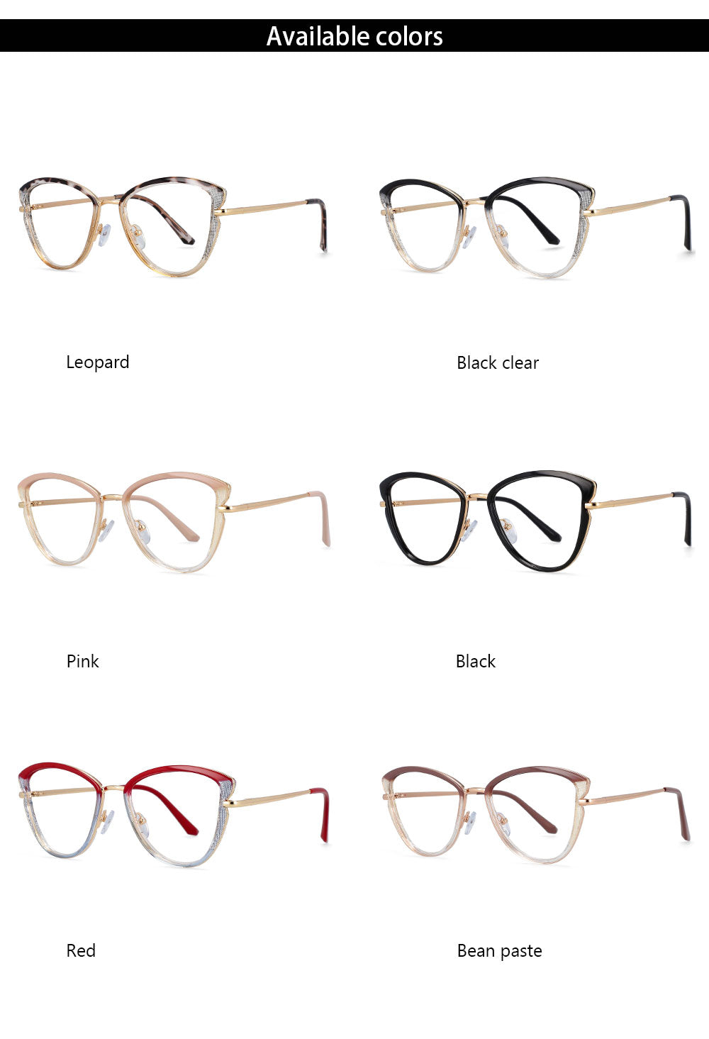 CCspace Women's Full Rim Square Cat Eye Titanium Eyeglasses - Lightweight & Durable Frame for Work, Reading & Fashion (Model 54277)