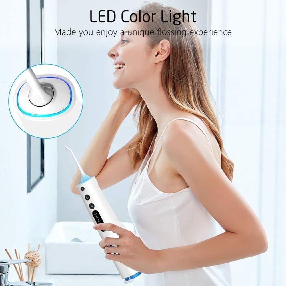**Cordless Water Flosser for Teeth Cleaning – IPX7 Waterproof Dental Oral Irrigator with 4 Modes & Detachable Tank – Portable Teeth Cleaner for Home & Travel (White) – Perfect for Braces, Gums, and Daily Oral Care**