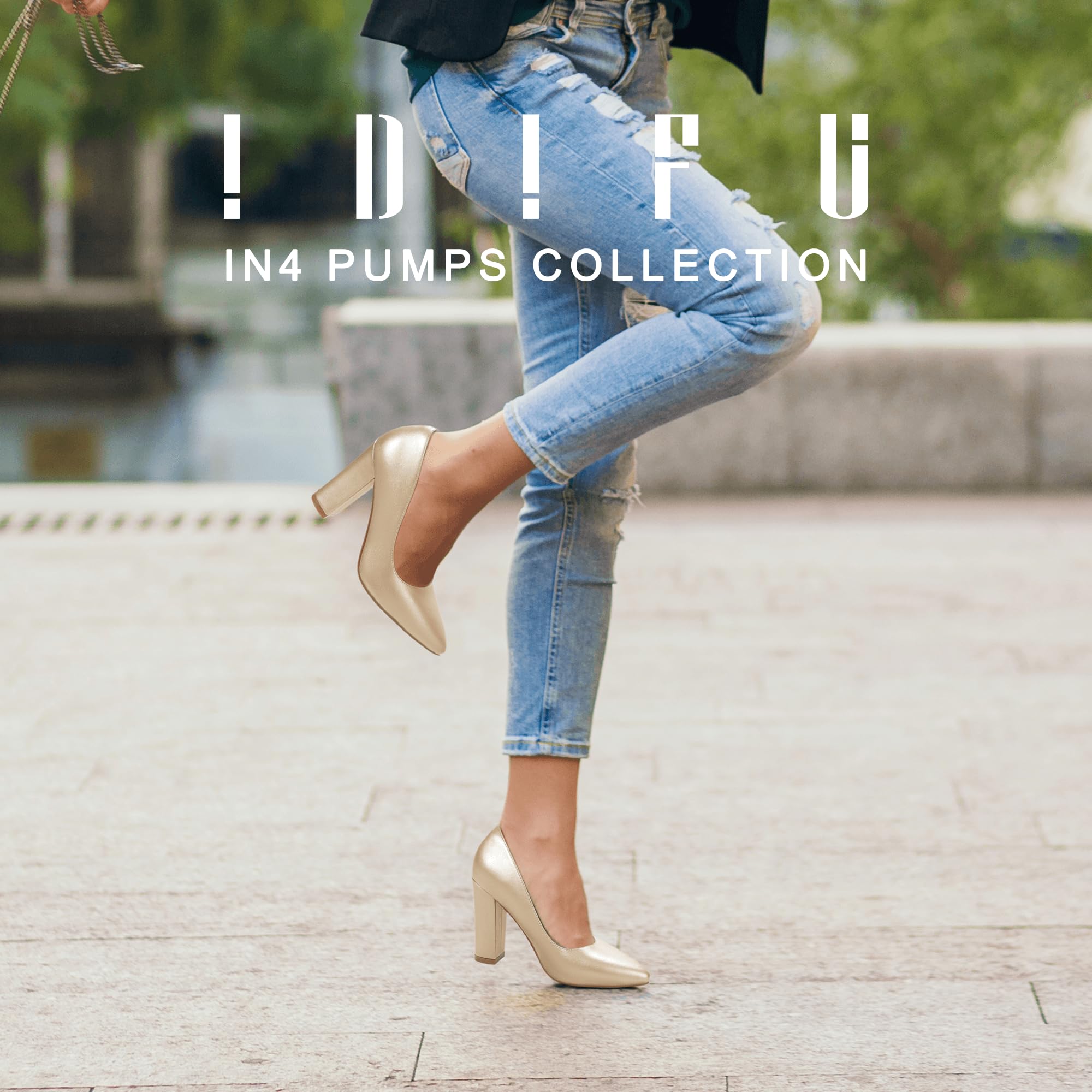 IDIFU Women's Chunky Block High Heel Pumps - Pointed Toe Dress Shoes for Office, Party & Wedding | Comfortable Closed-Toe Women's Dress Shoes for Work, Business & Formal Occasions