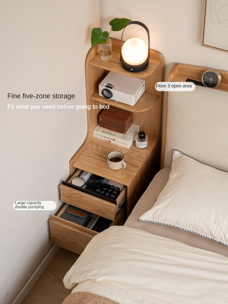 Modern Oak Solid Wood Nightstand - Bedside Table with Drawer for Bedroom Furniture - Perfect for Home Decor, Storage & Organization