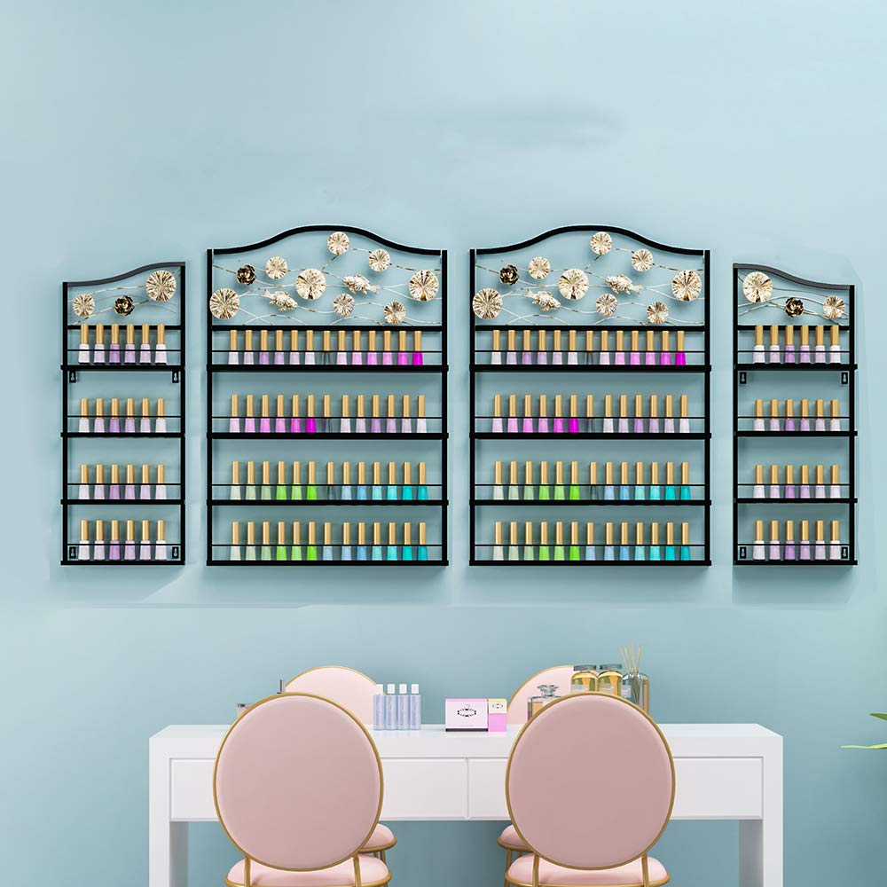 4-Layer Metal Wall-Mounted Nail Polish Display Rack - Organizer for Nail Polish Bottles, Lipstick & Perfume - Perfect for Nail Salon, Retail Shop & Home Vanity Organization