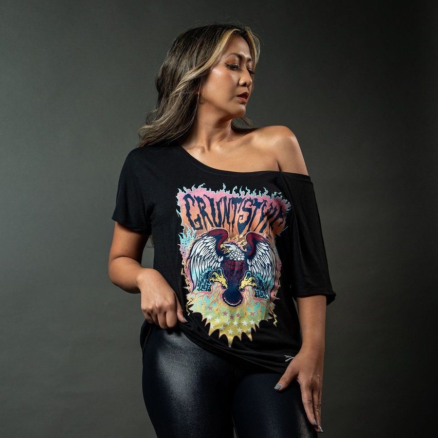 Women's Electric Eagle Graphic Slouchy T-Shirt - Black | Soft & Comfortable Casual Tee for Everyday Wear, Street Style & Outings