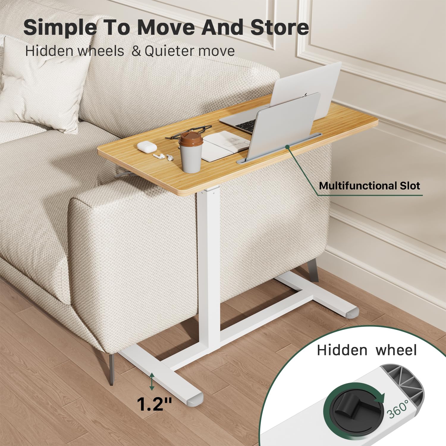 Adjustable Mobile Standing Desk with Wheels - 31.5