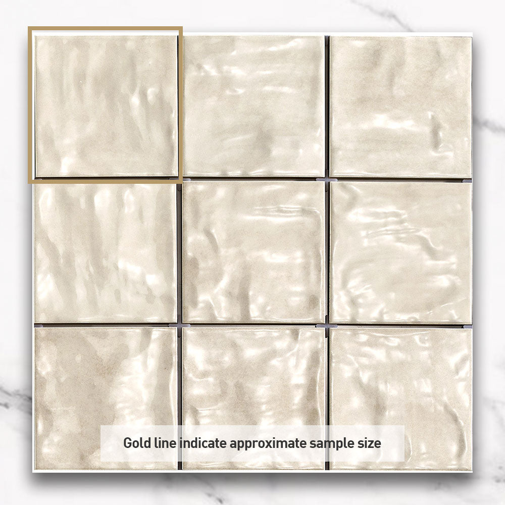 Premium Marrakesh Beige 12x12 Inch Glossy Zellige Square Tile - Moroccan Style Ceramic Wall & Floor Tile for Kitchen Backsplash, Bathroom, and Shower Decor