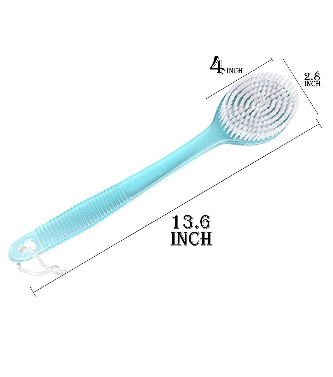INAAYA Long Handle Back Scrubber Brush with Super Soft Bristles - Exfoliating Body Bath Shower Massager for Deep Cleansing & Spa Relaxation (Multicolor) - Perfect for Hard-to-Reach Areas & Skin Exfoliation