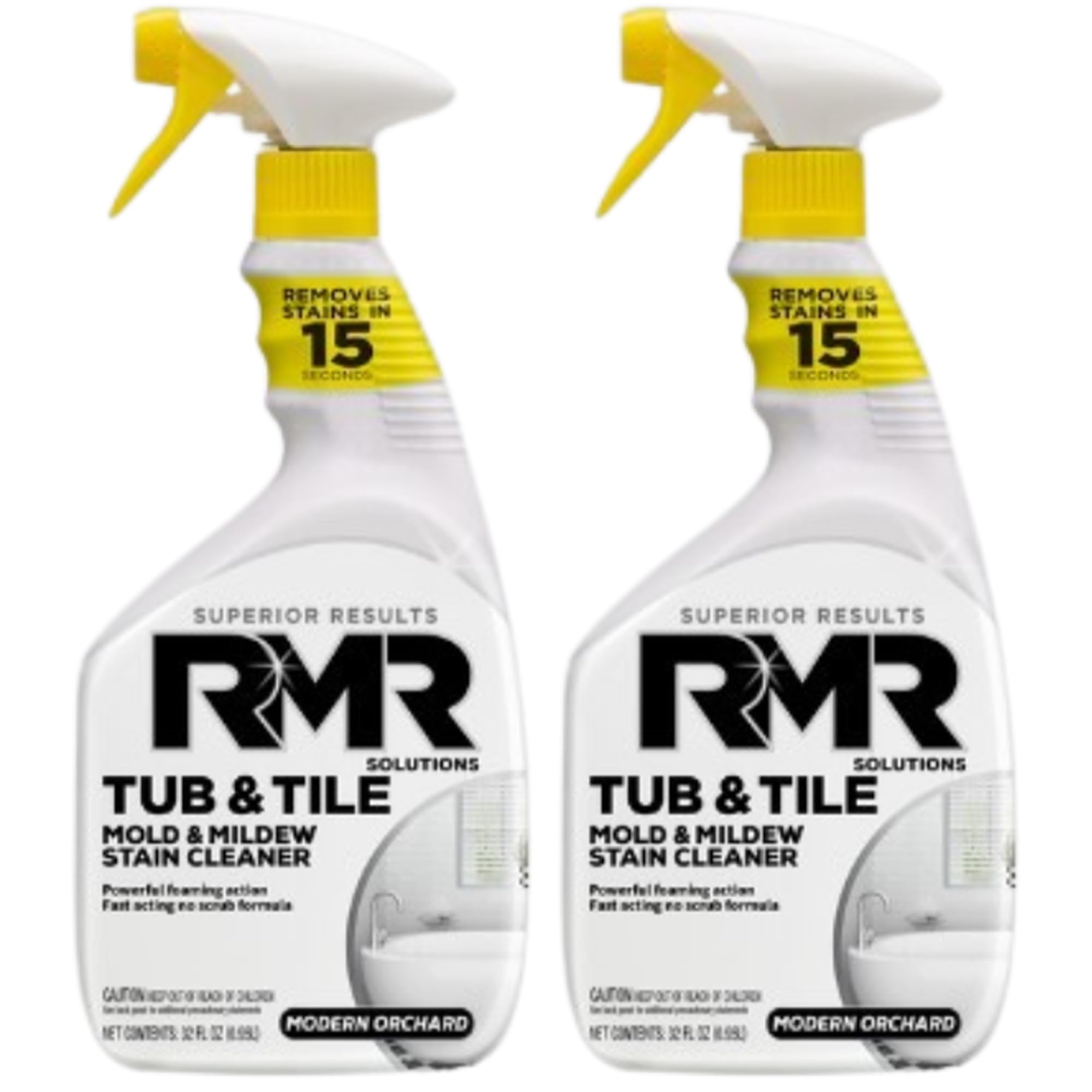 RMR - Industrial Strength Tub and Tile Cleaner | Mold & Mildew Stain Remover | No-Scrub Formula | 32 Fl Oz (2 Pack) | Perfect for Bathroom, Shower, Kitchen & Grout Cleaning